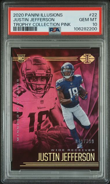 2020 Panini Illusions Justin Jefferson #22 (Trophy Collection Pink) Gem Mt 10 front
