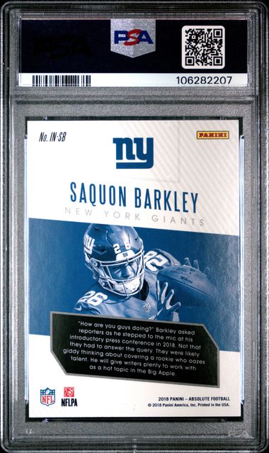 2018 Panini Absolute Introductions Saquon Barkley #Sb (Introductions) Mint 9 back