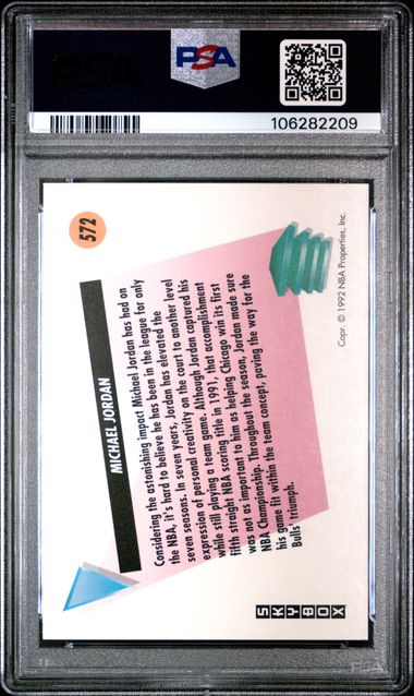 1991 Skybox Michael Jordan #572 Gem Mt 10 back
