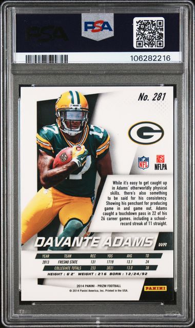 2014 Panini Prizm Davante Adams #281 Mint 9 back
