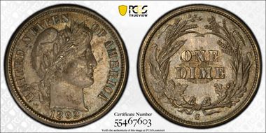 1892-S 10C MS63