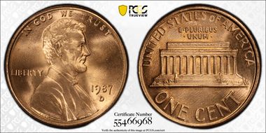 1987-D 1C MS67RD