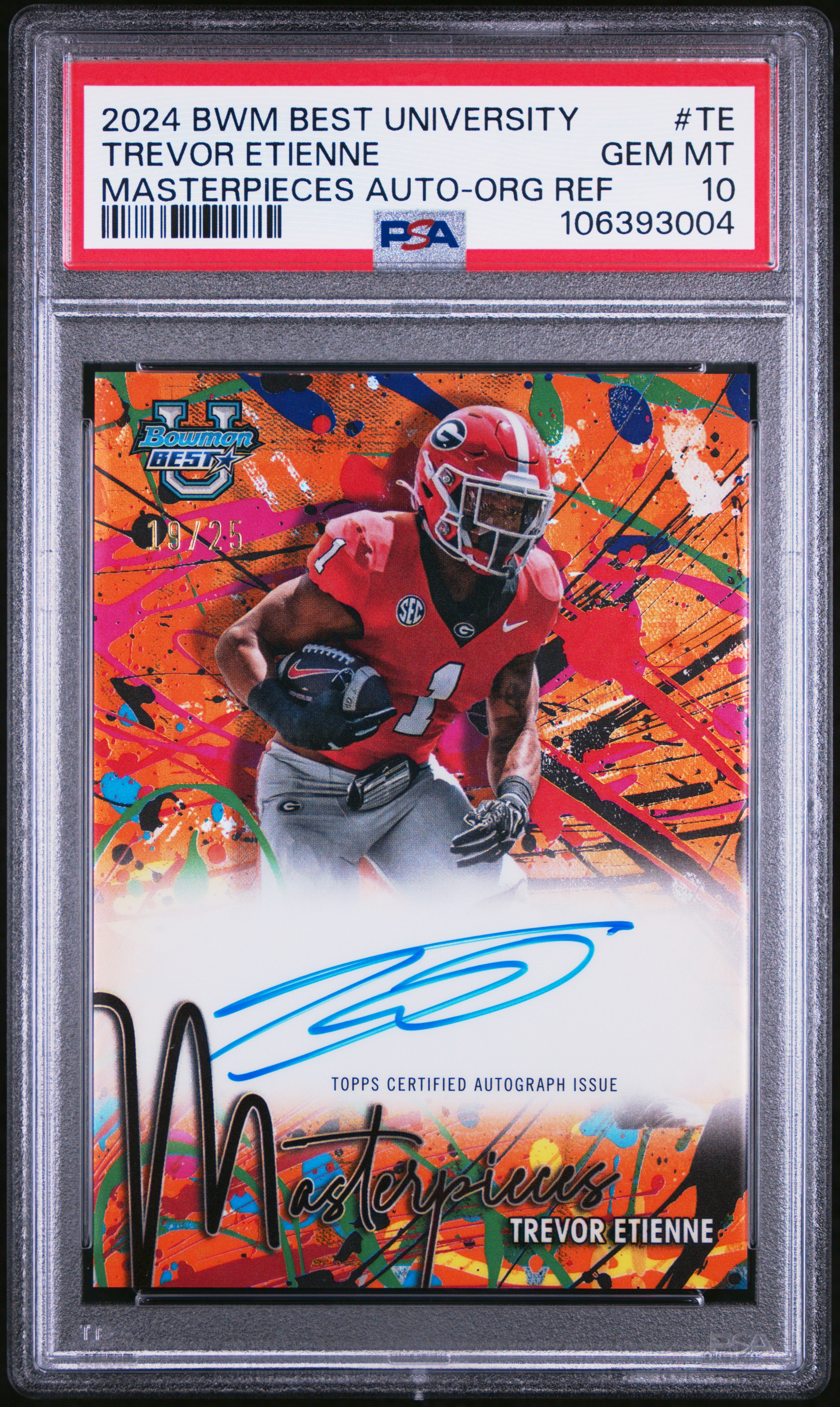 2024 Bowman Best University Bowman Masterpieces Autographs Trevor Etienne #Te (Masterpieces Auto-Org Ref) Gem Mt 10 back