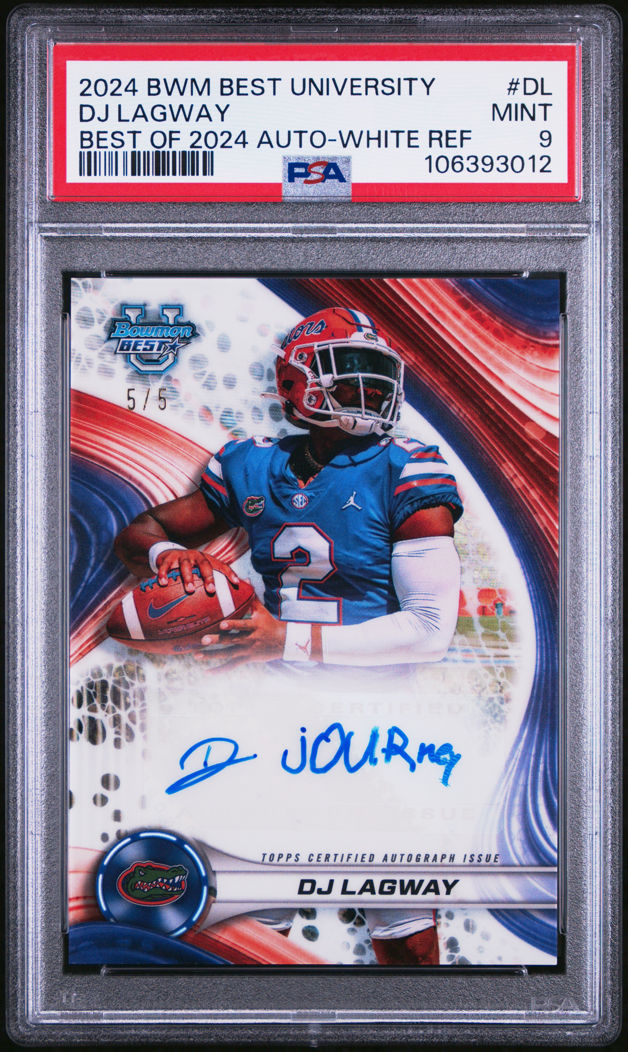 2024 Bowman Best University Best Of 2024 Autographs Dj Lagway #Dl (Best Of 2024 Auto-White Ref) Mint 9 back
