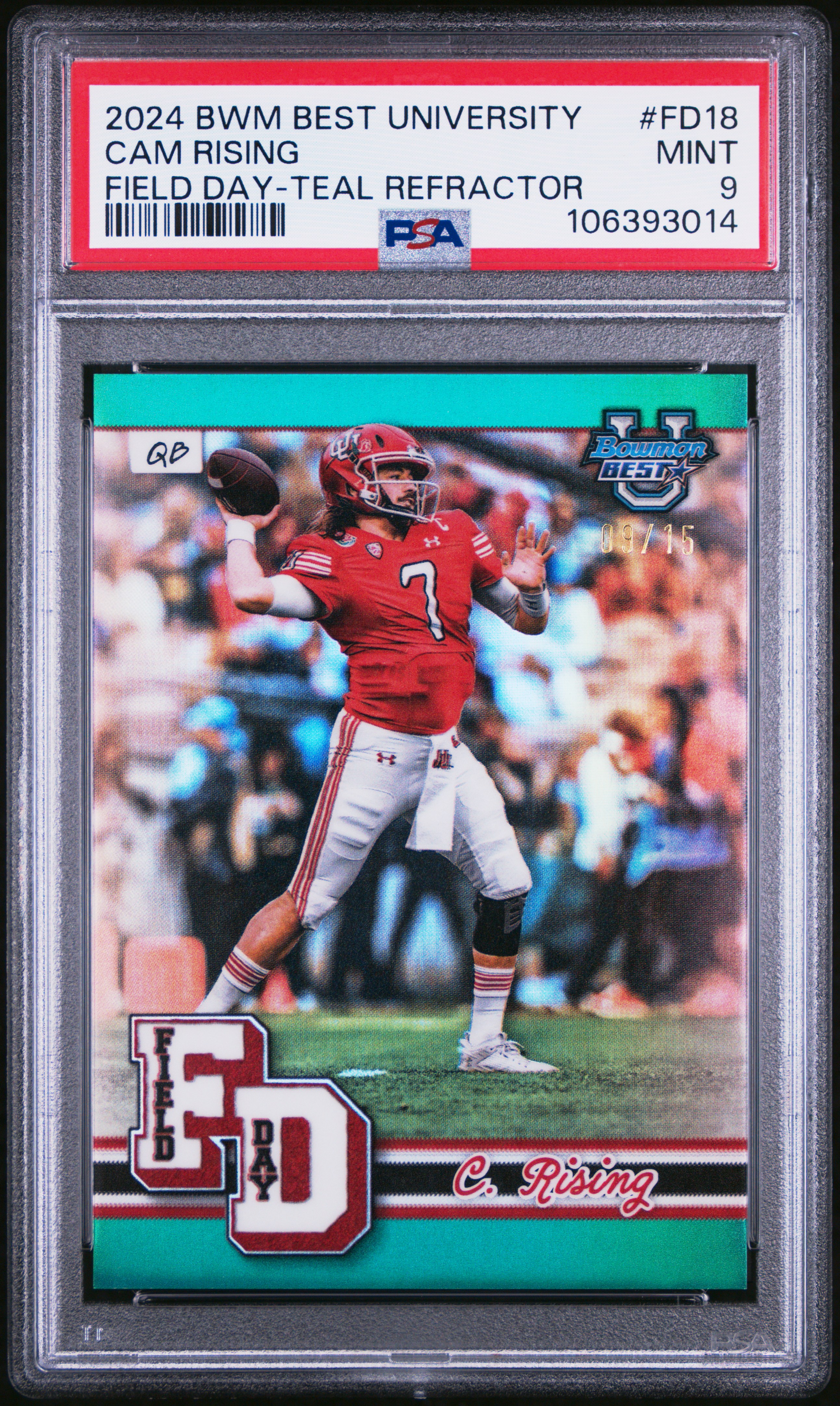 2024 Bowman Best University Field Day Cam Rising #Fd18 (Field Day-Teal Refractor) Mint 9 back