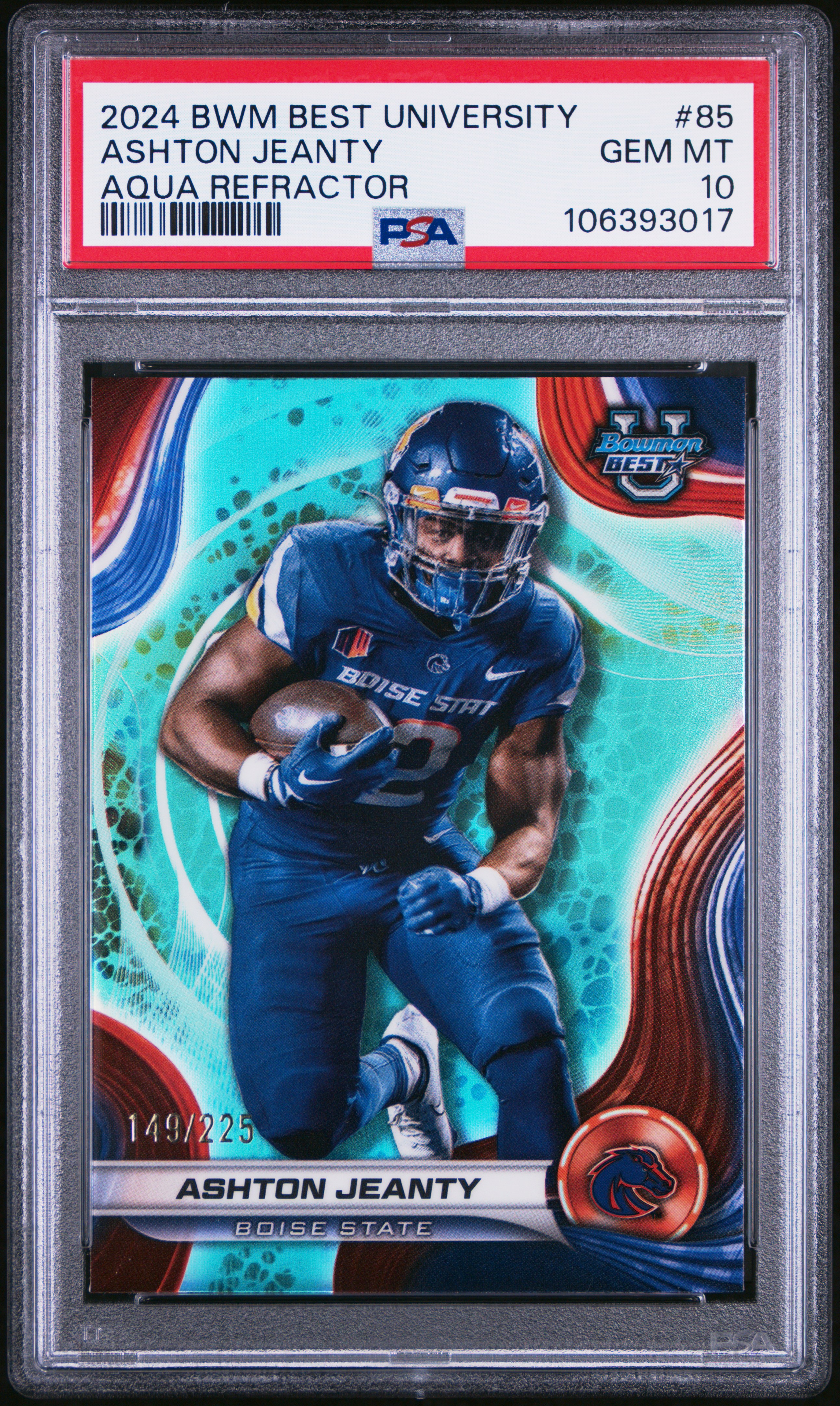 2024 Bowman Best University Ashton Jeanty #85 (Aqua Refractor) Gem Mt 10 back