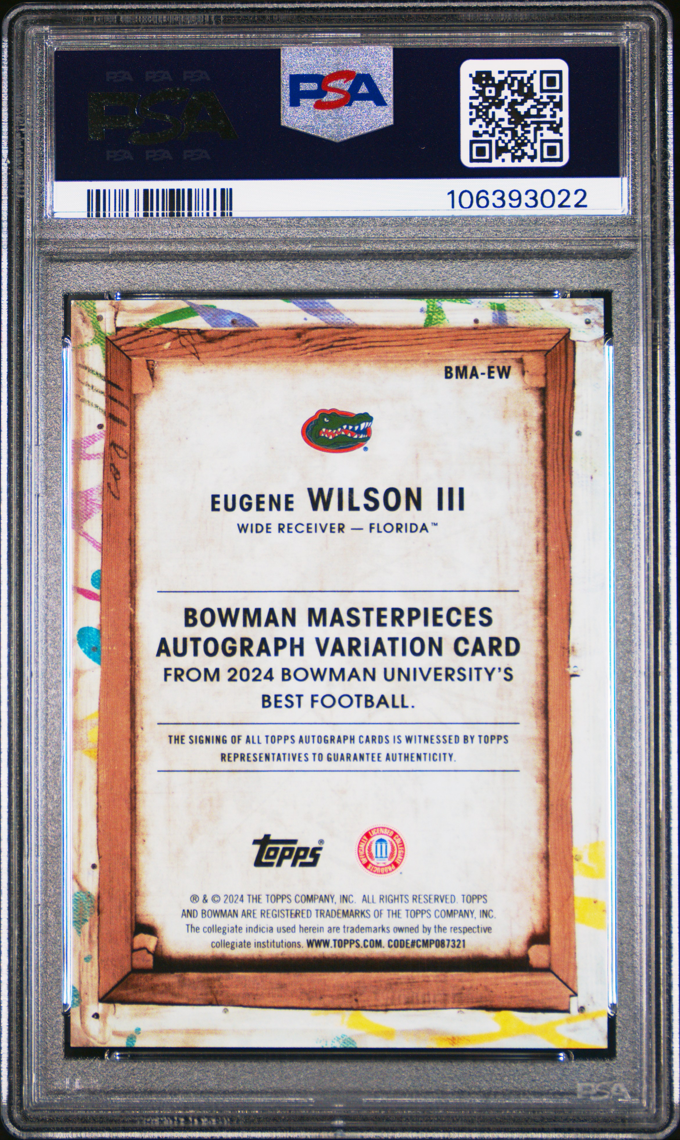 2024 Bowman Best University Bowman Masterpieces Autographs Eugene Wilson Iii #Ew (Bm Auto-Orange Geometric) Gem Mt 10 front