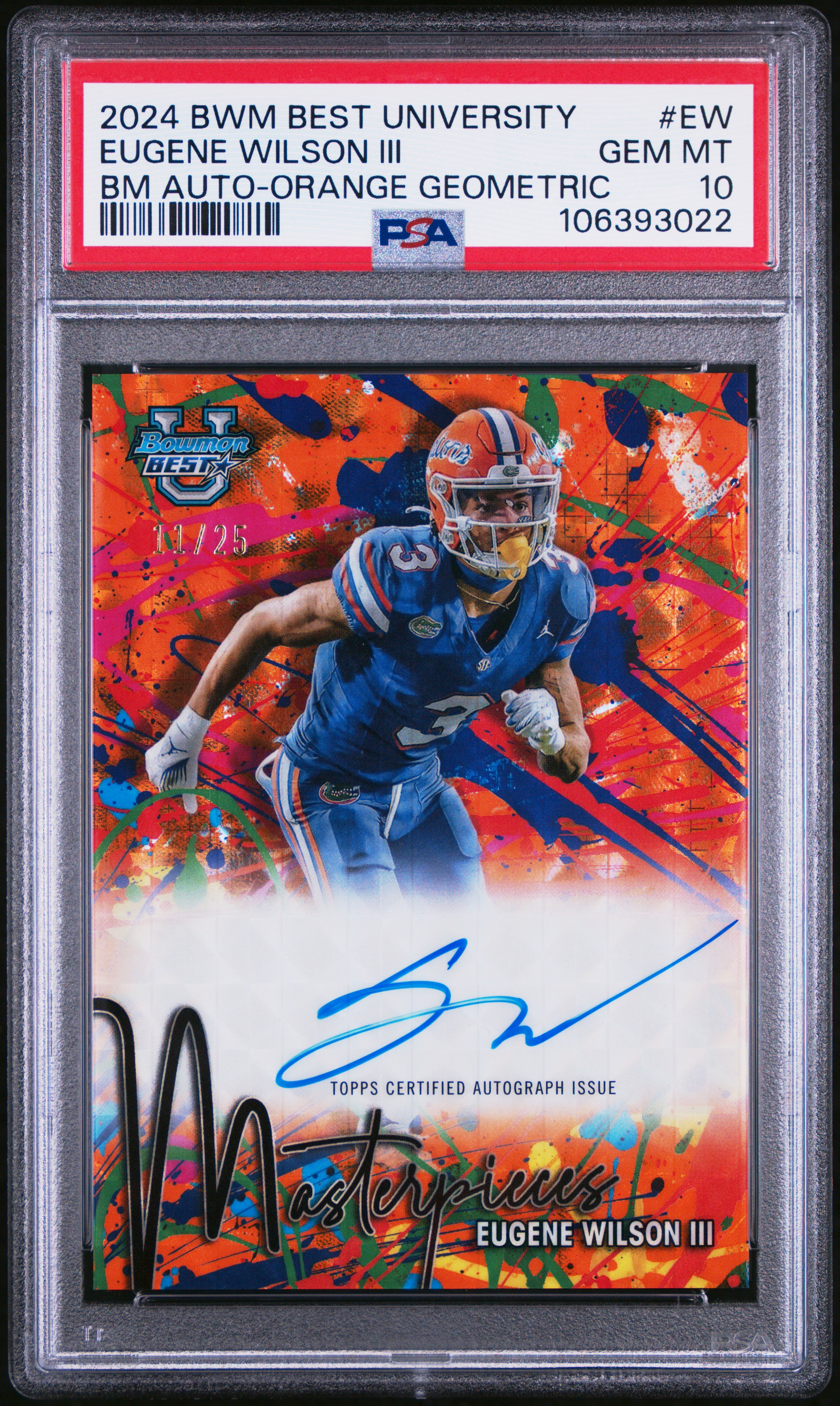 2024 Bowman Best University Bowman Masterpieces Autographs Eugene Wilson Iii #Ew (Bm Auto-Orange Geometric) Gem Mt 10 back