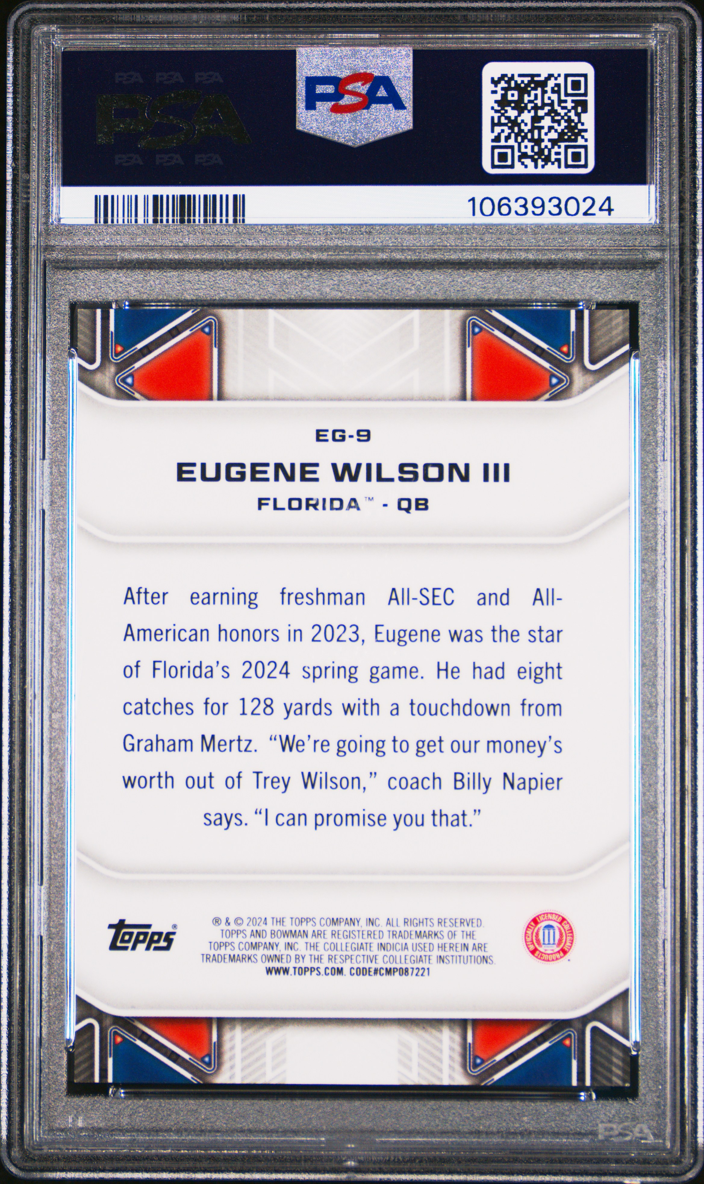 2024 Bowman Best University Elements Of The Game Eugene Wilson Iii #Eg9 (Eotg-Red Geometric) Gem Mt 10 front