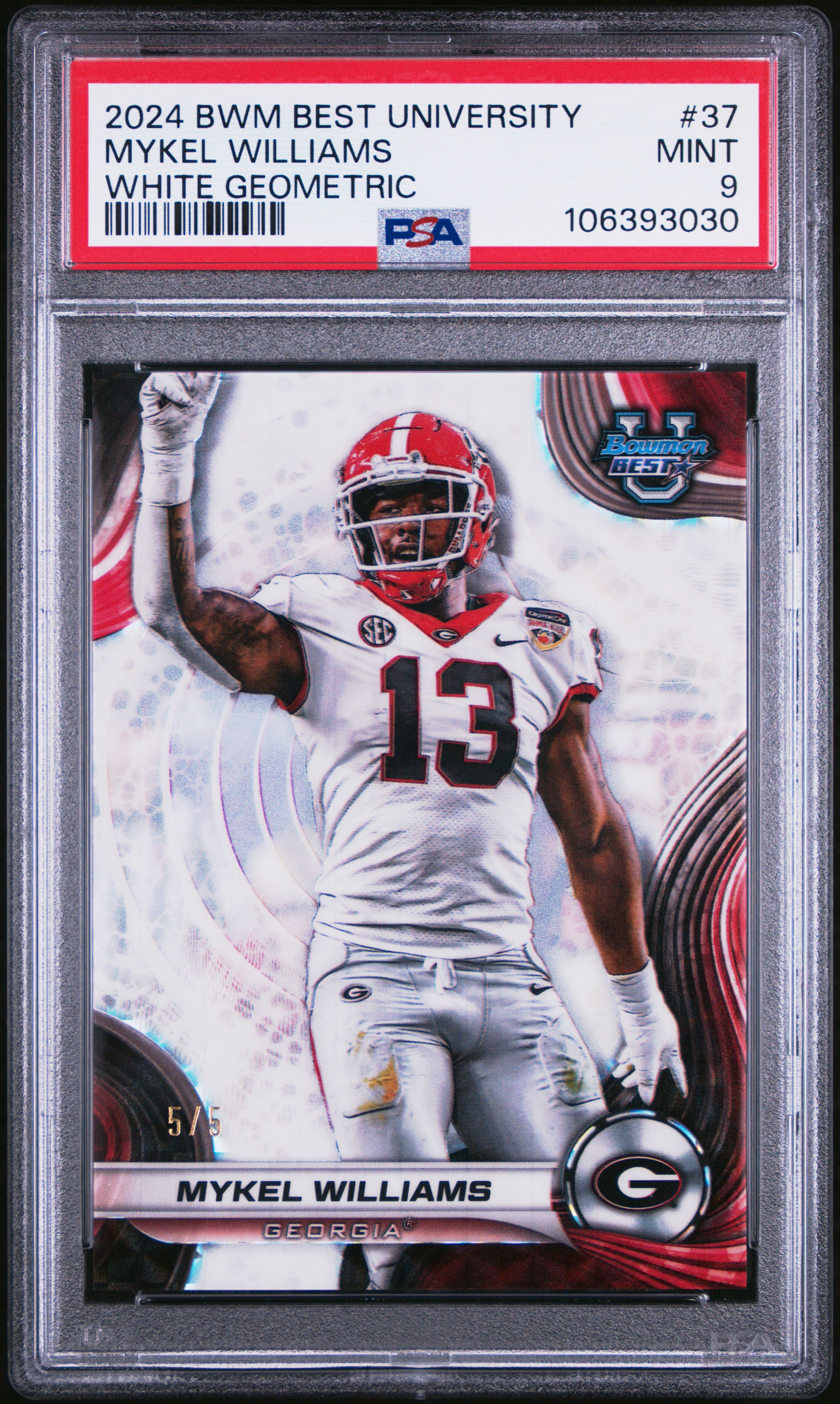 2024 Bowman Best University Mykel Williams #37 (White Geometric) Mint 9 back