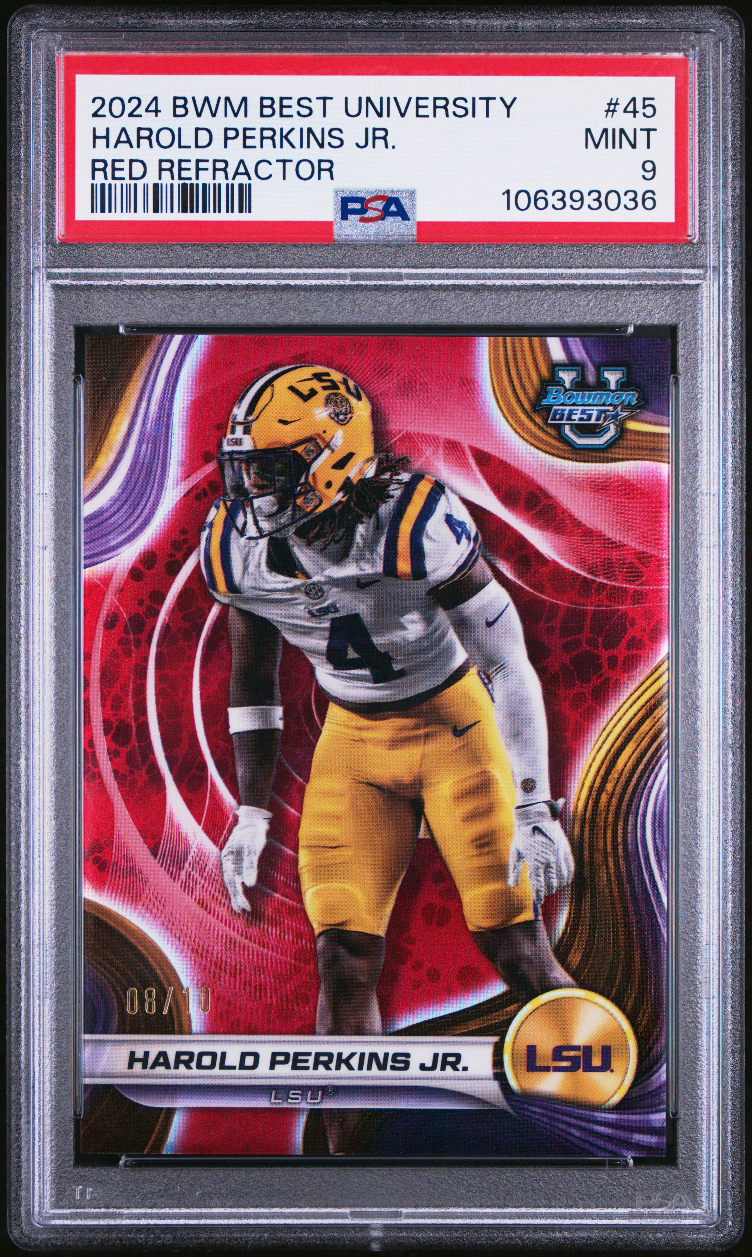 2024 Bowman Best University Harold Perkins Jr. #45 (Red Refractor) Mint 9 back