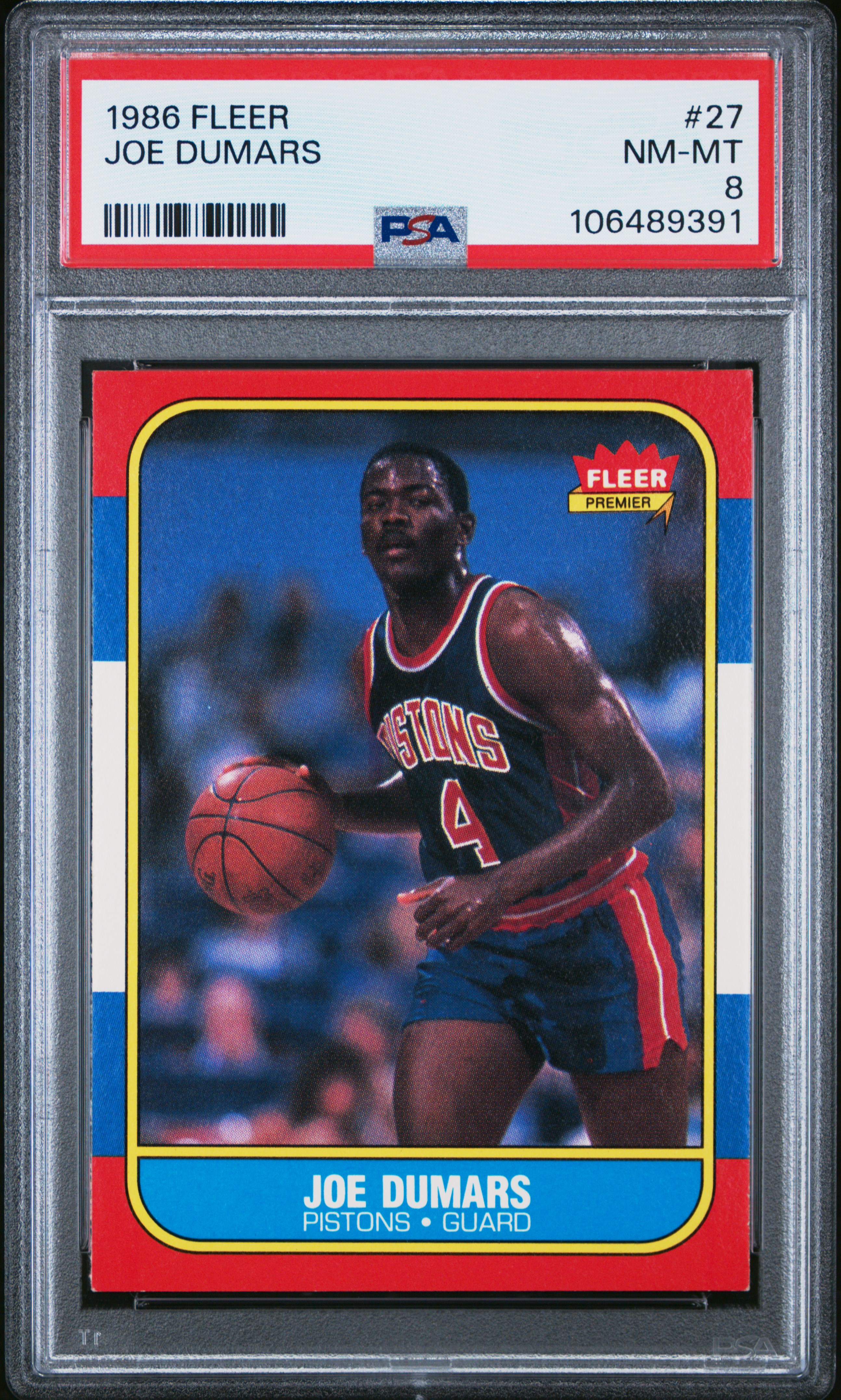 1986 Fleer Joe Dumars #27 Nm-Mt 8 back