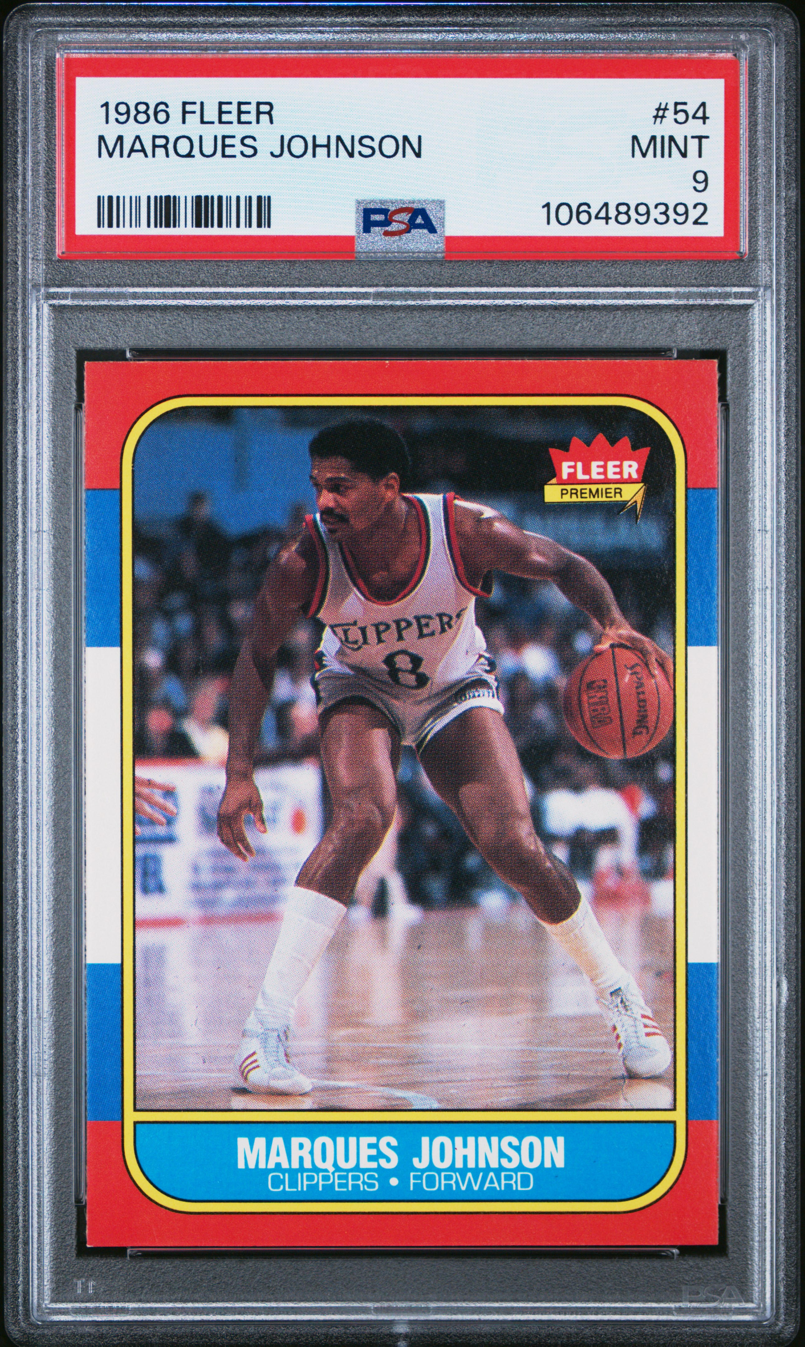 1986 Fleer Marques Johnson #54 Mint 9 back