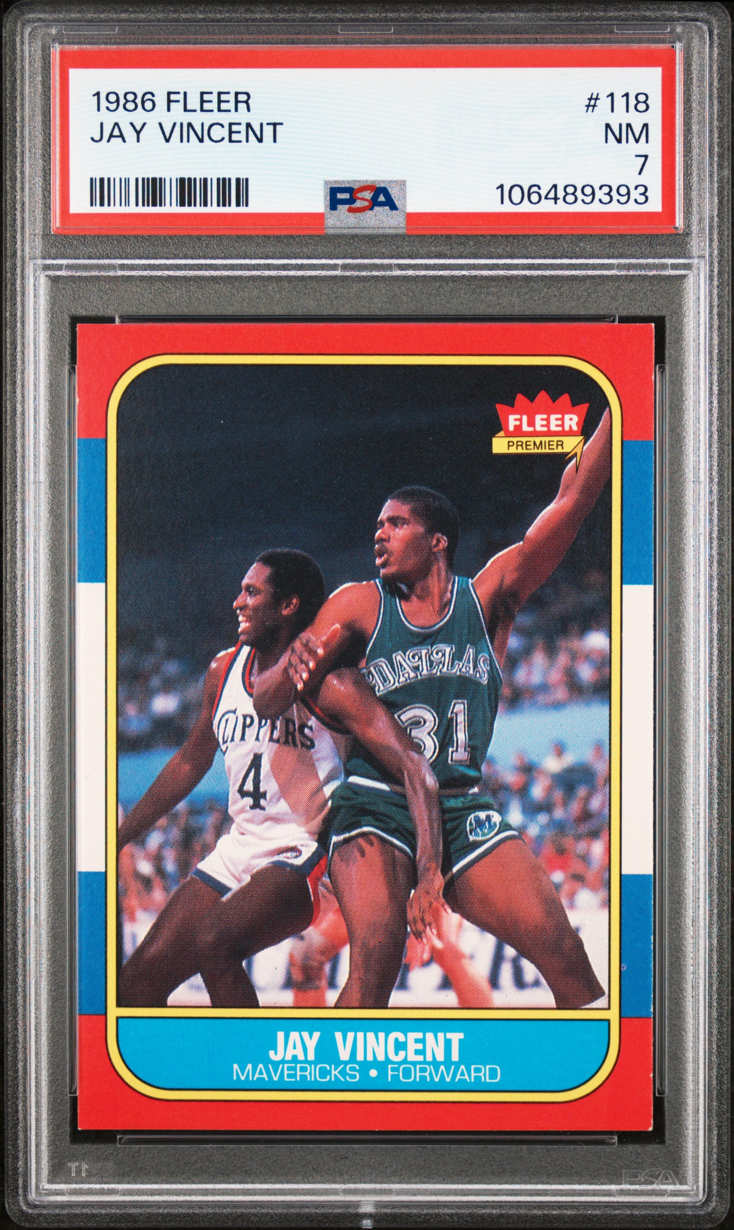 1986 Fleer Jay Vincent #118 Nm 7 back