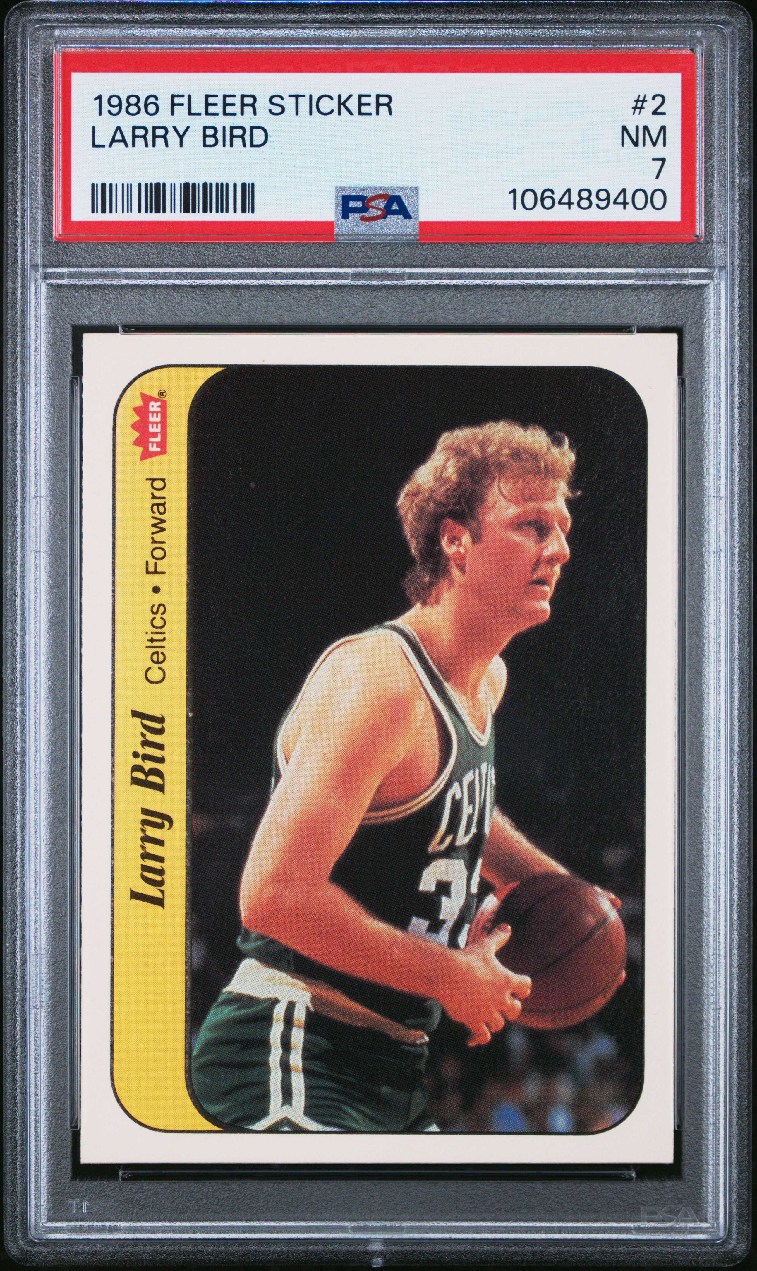 1986 Fleer Sticker Larry Bird #2 Nm 7 back