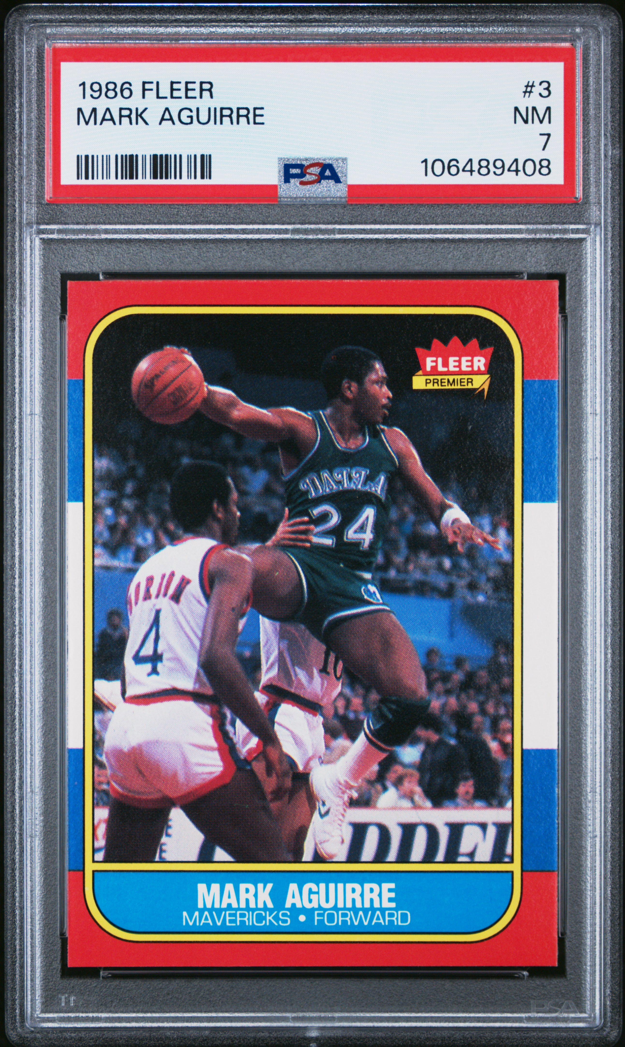 1986 Fleer Mark Aguirre #3 Nm 7 back