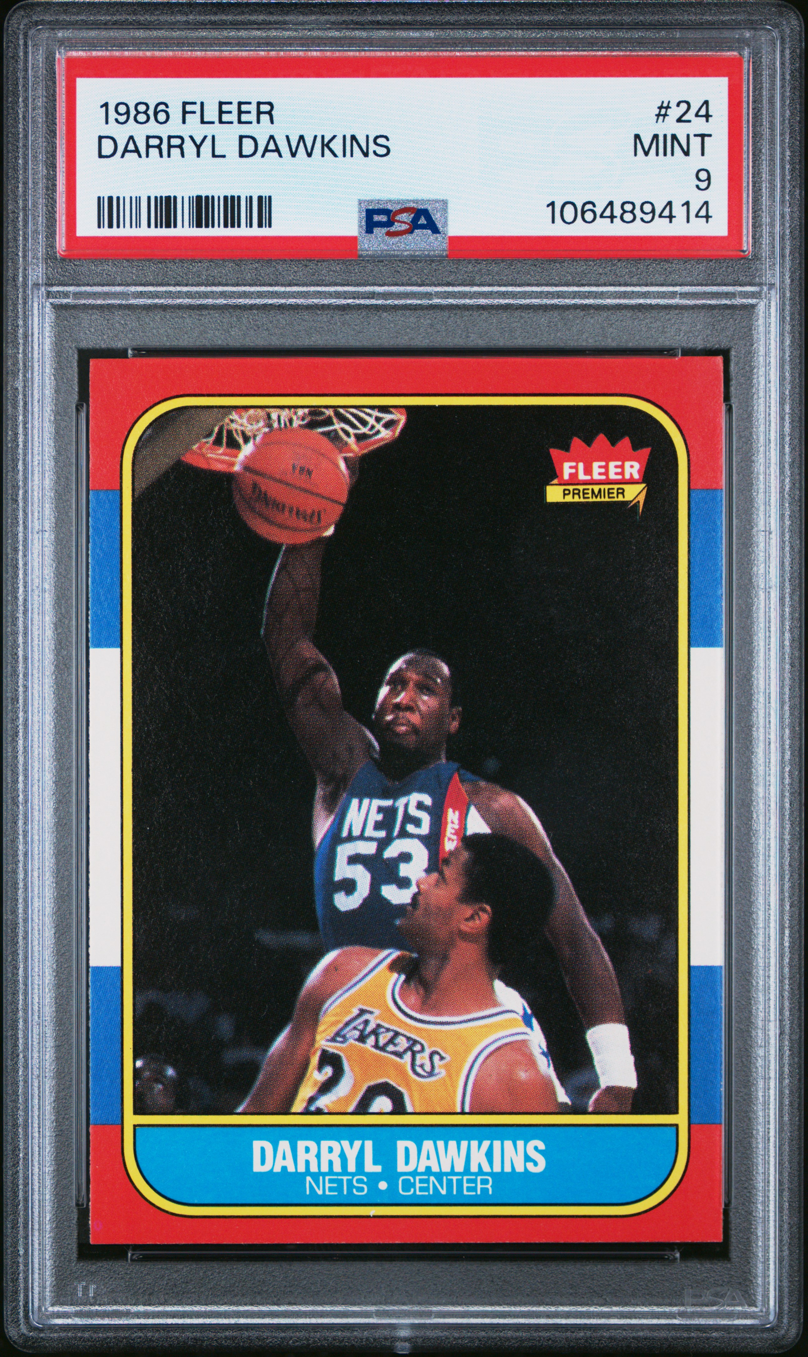 1986 Fleer Darryl Dawkins #24 Mint 9 back