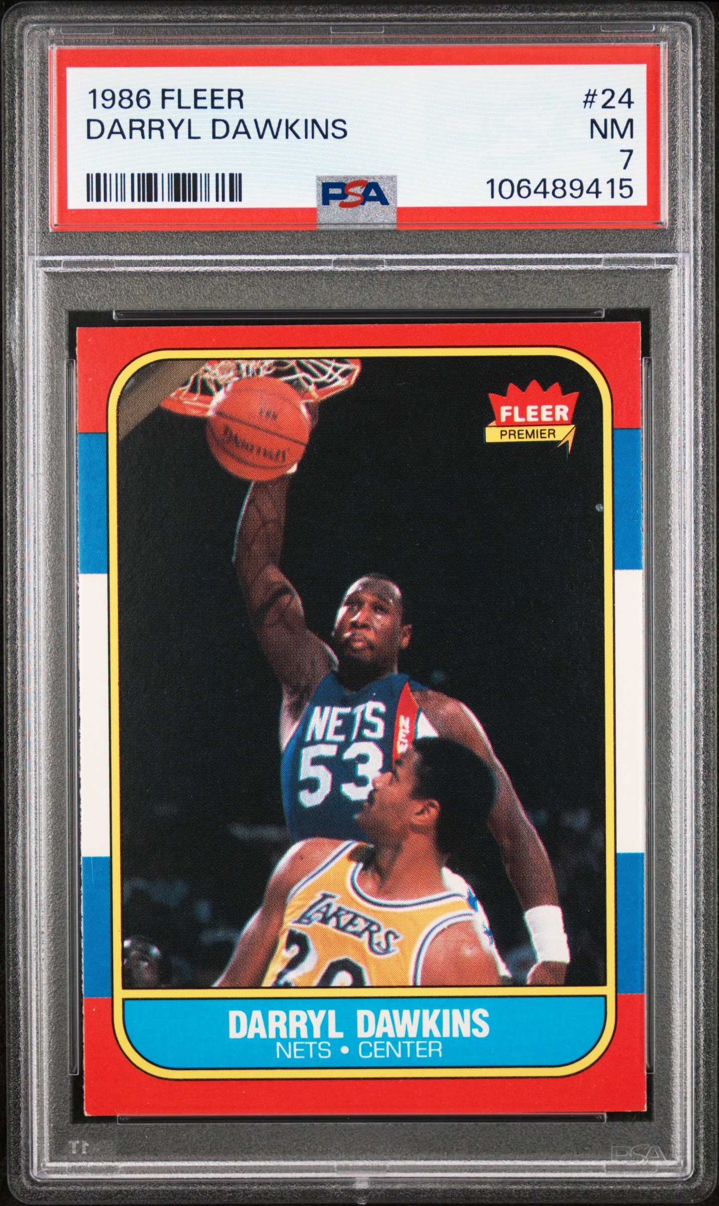 1986 Fleer Darryl Dawkins #24 Nm 7 back