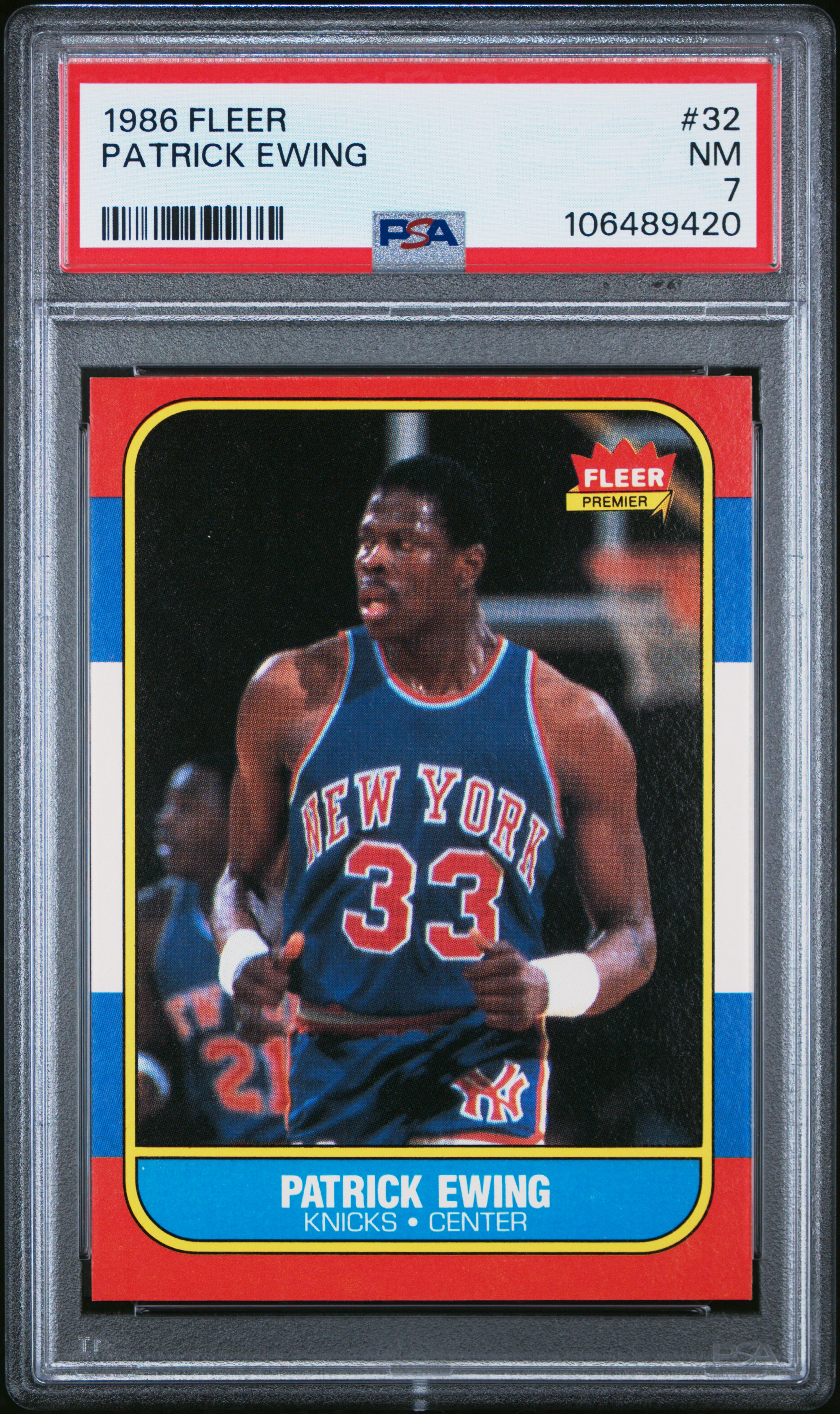 1986 Fleer Patrick Ewing #32 Nm 7 back