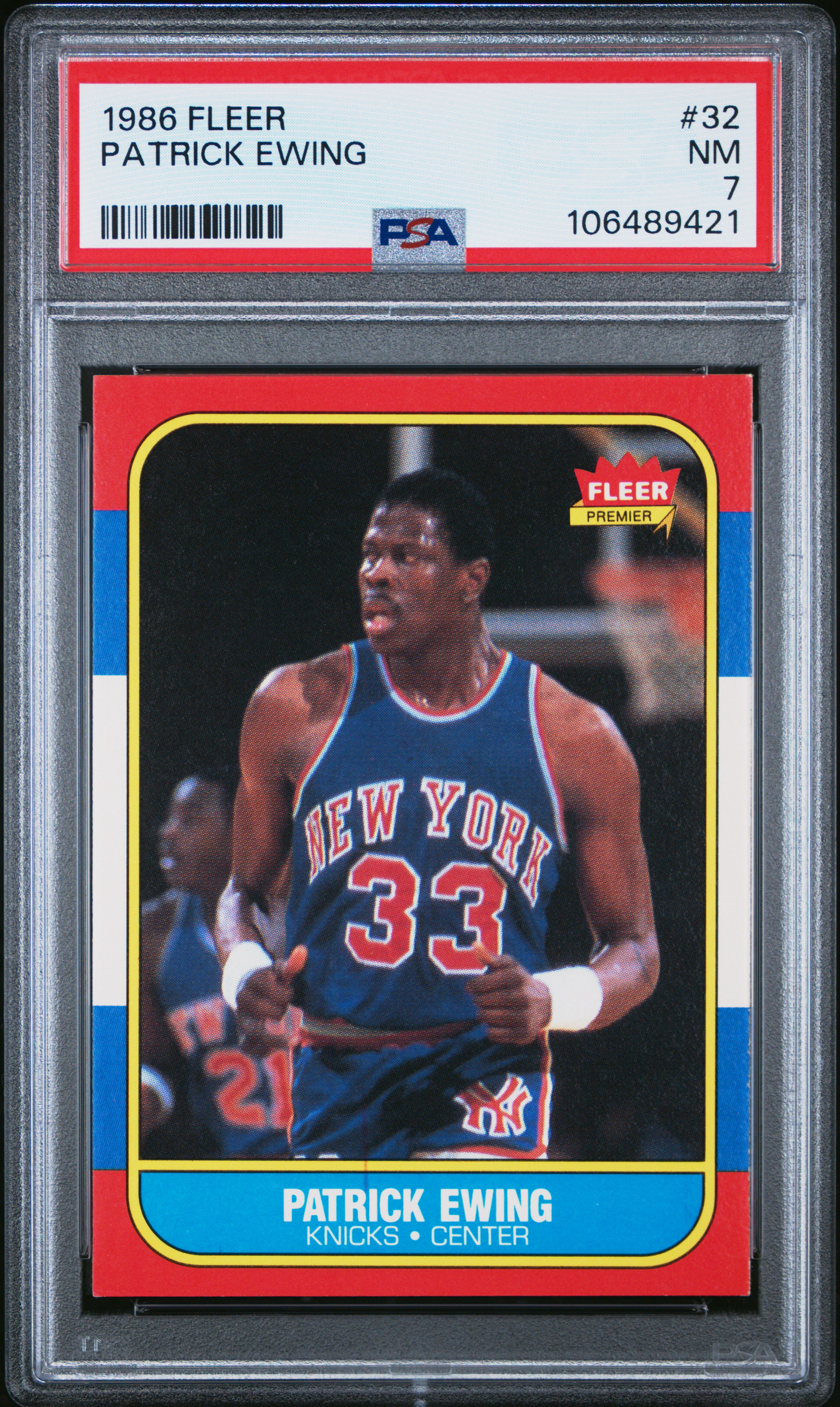 1986 Fleer Patrick Ewing #32 Nm 7 back