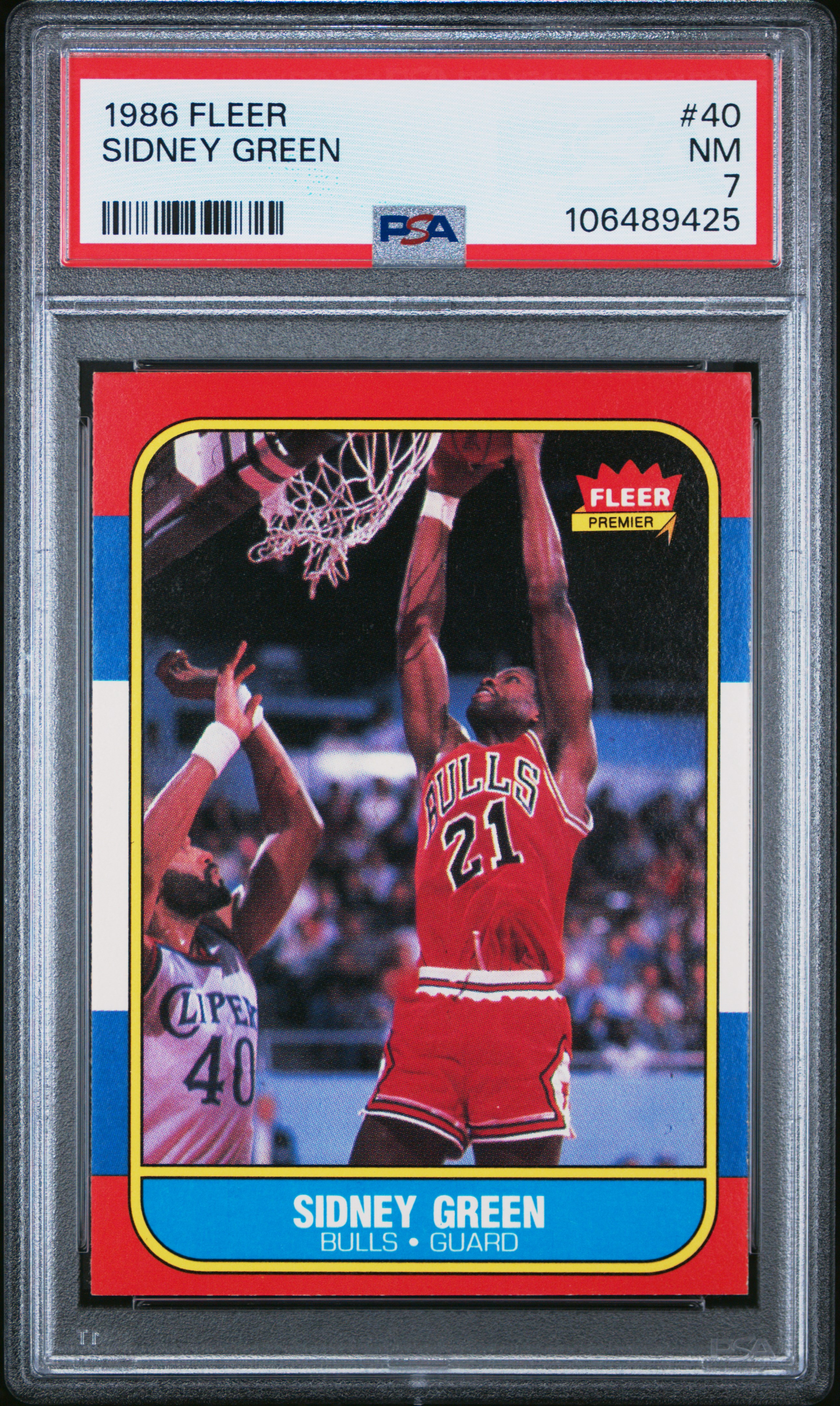 1986 Fleer Sidney Green #40 Nm 7 back