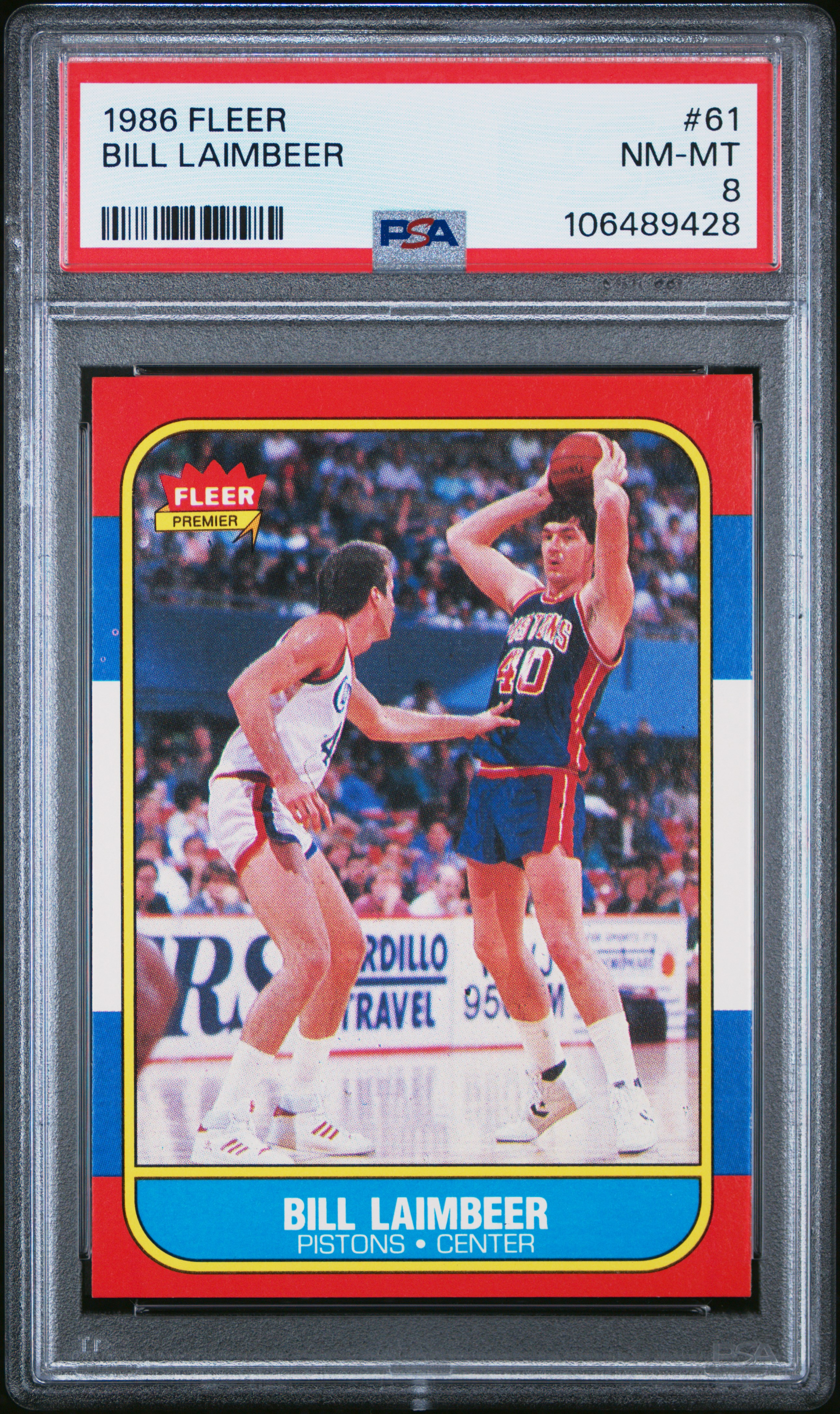 1986 Fleer Bill Laimbeer #61 Nm-Mt 8 back