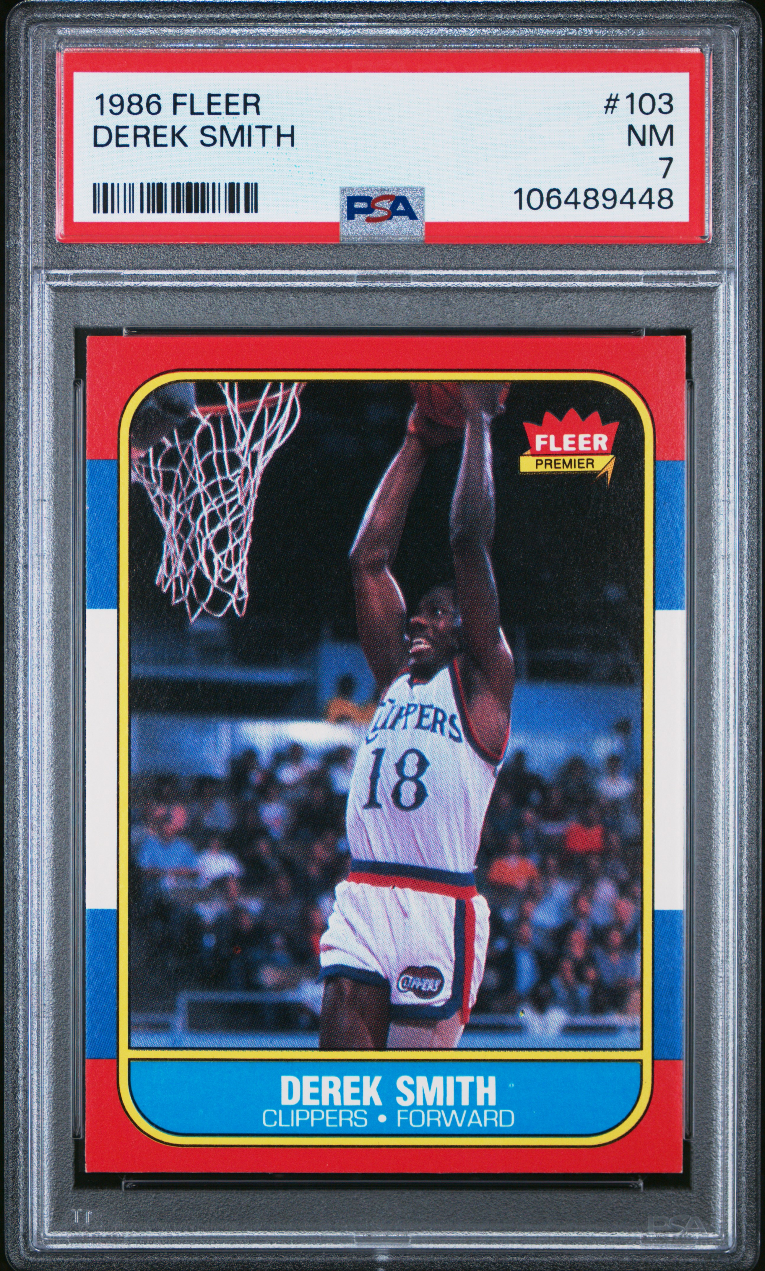 1986 Fleer Derek Smith #103 Nm 7 back