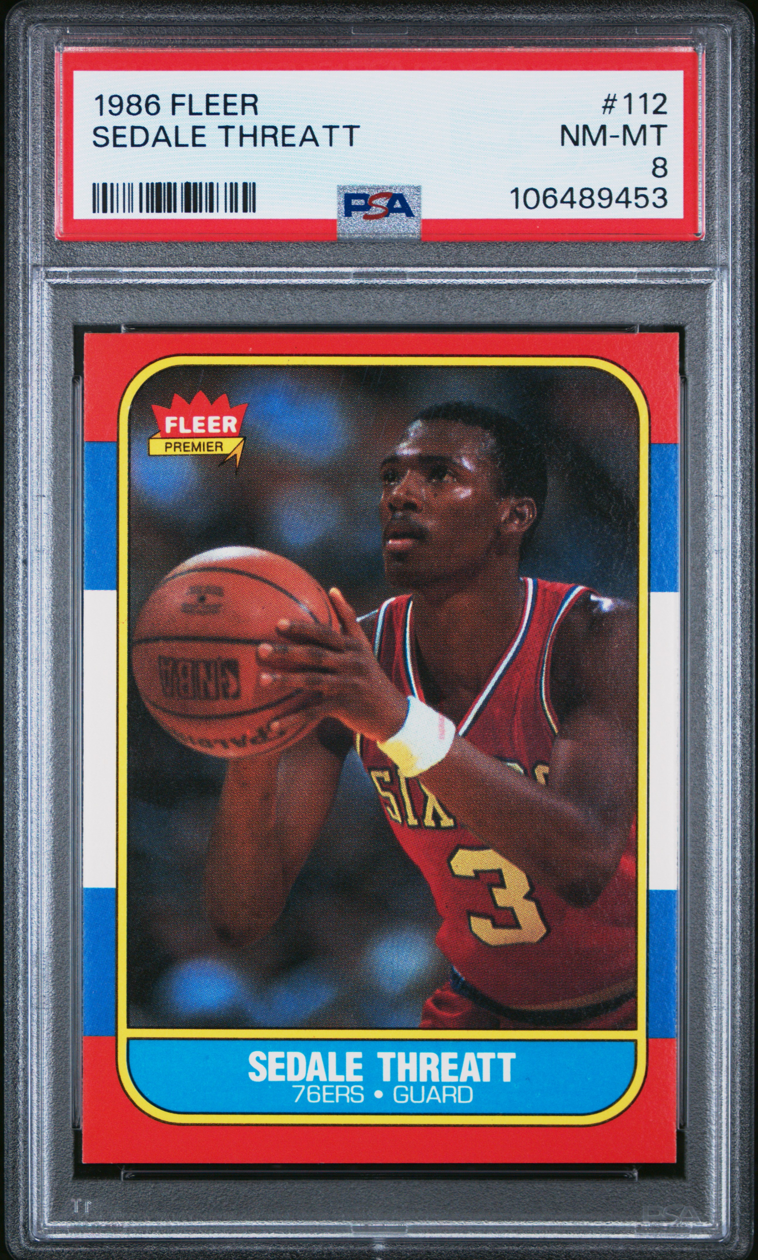 1986 Fleer Sedale Threatt #112 Nm-Mt 8 back