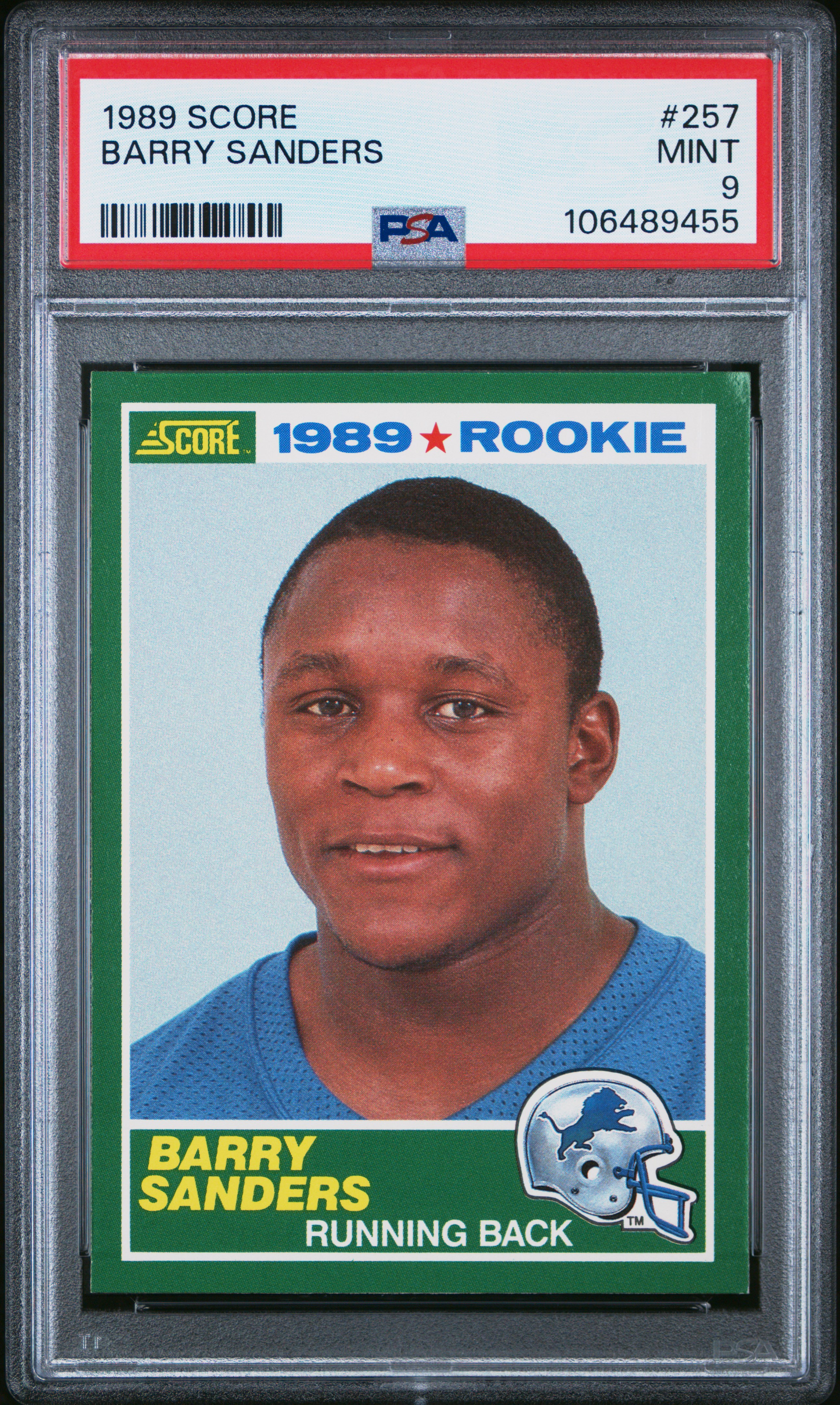 1989 Score Barry Sanders #257 Mint 9 back
