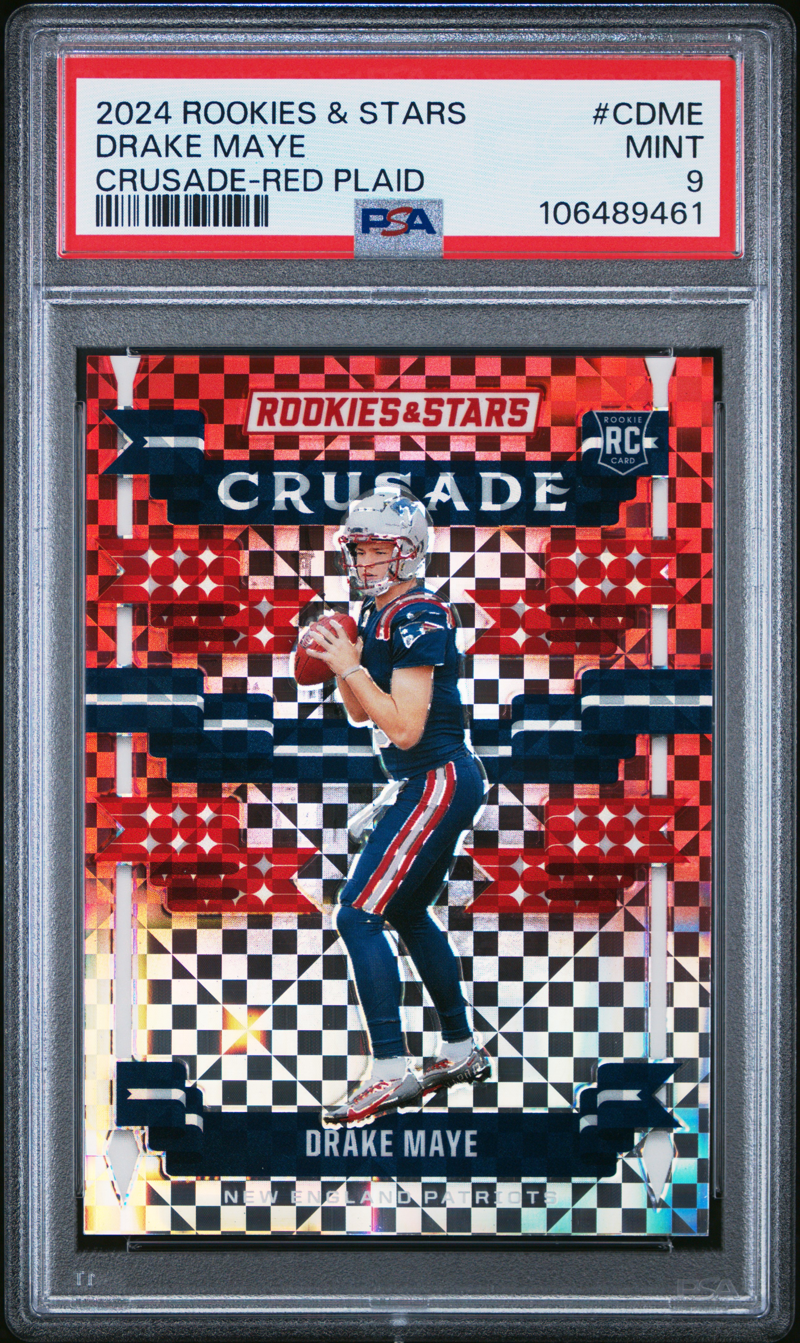 2024 Panini Rookies & Stars Crusade Drake Maye #Cdme (Crusade-Red Plaid) Mint 9 back