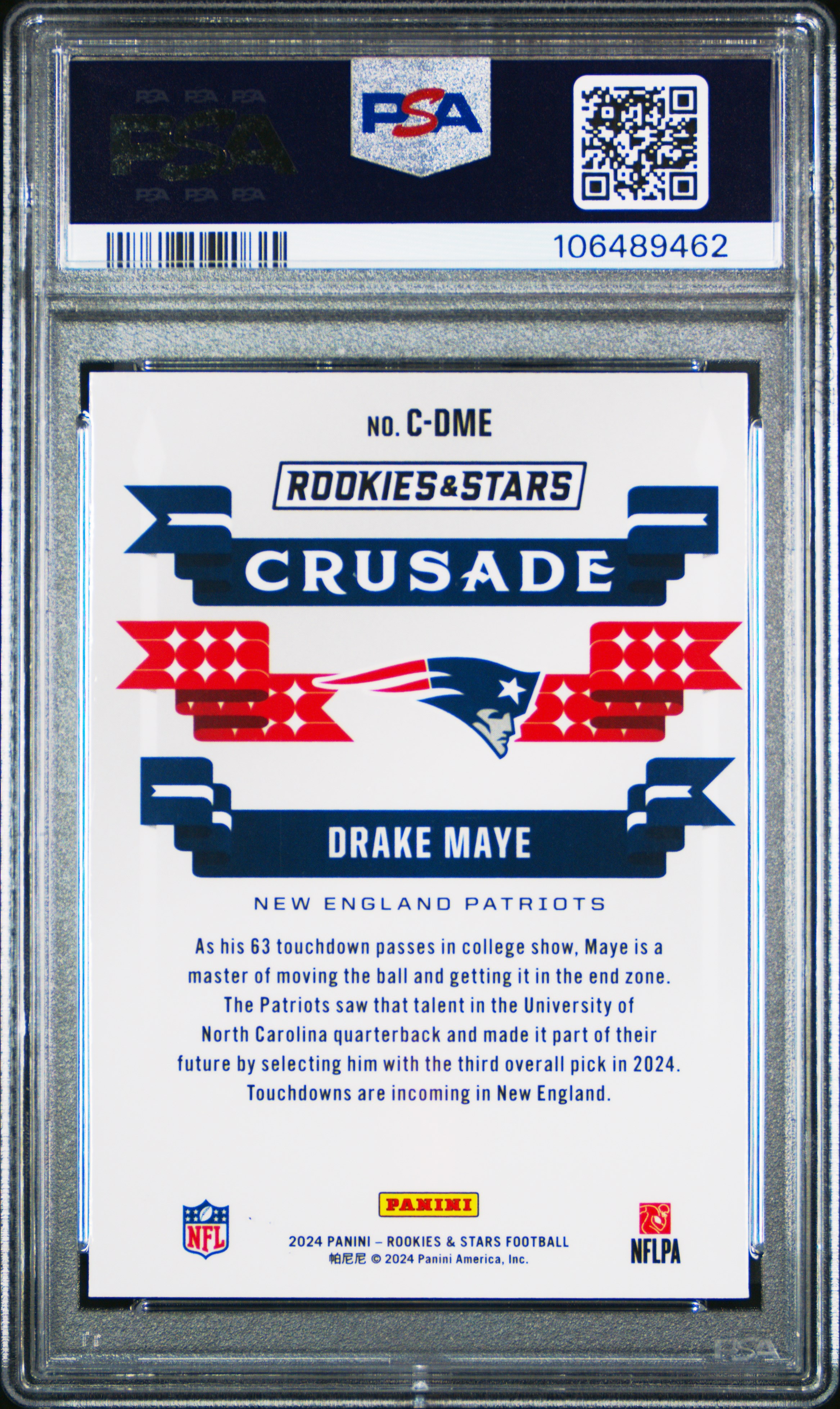 2024 Panini Rookies & Stars Crusade Drake Maye #Cdme (Crusade-Red Plaid) Mint 9 front