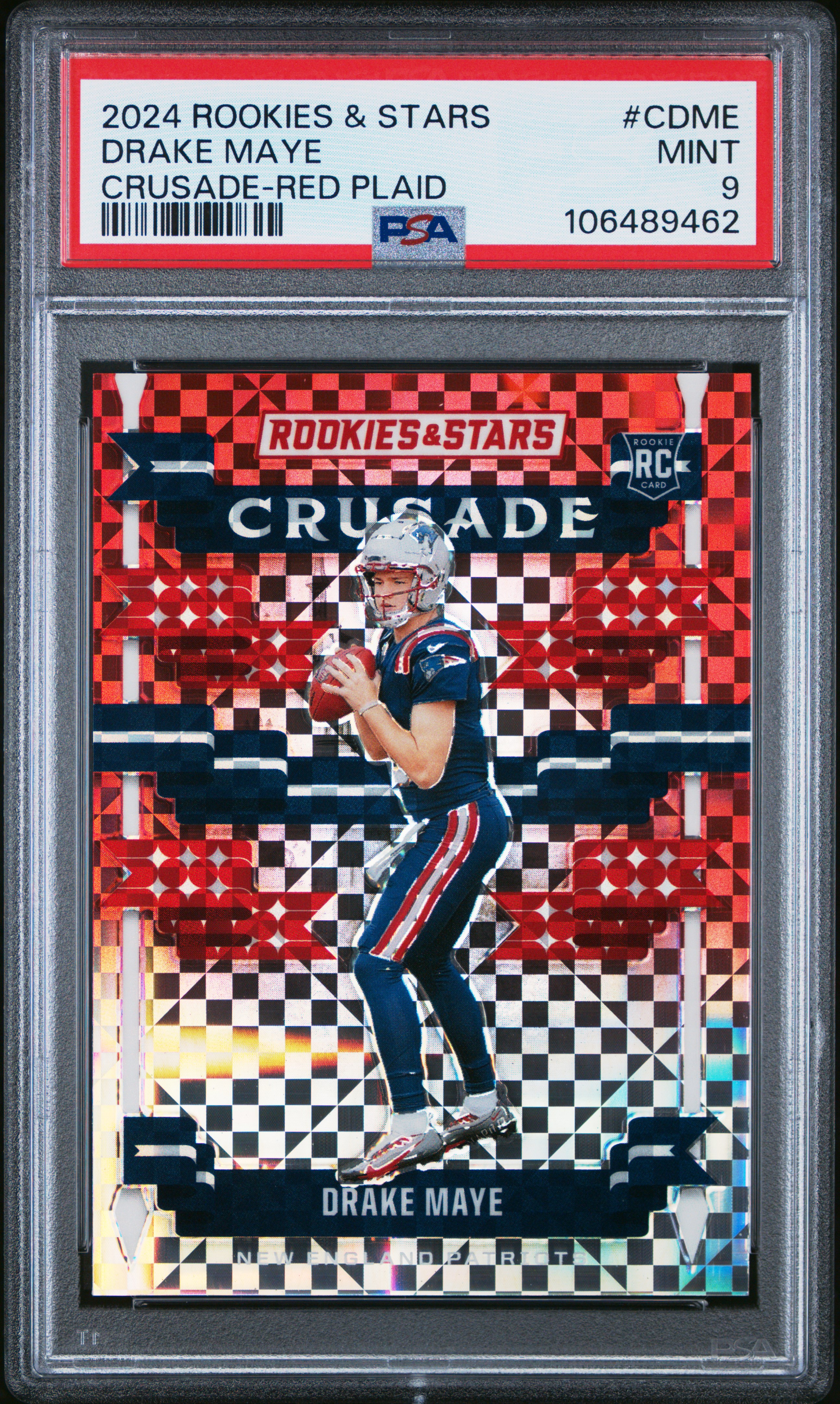 2024 Panini Rookies & Stars Crusade Drake Maye #Cdme (Crusade-Red Plaid) Mint 9 back