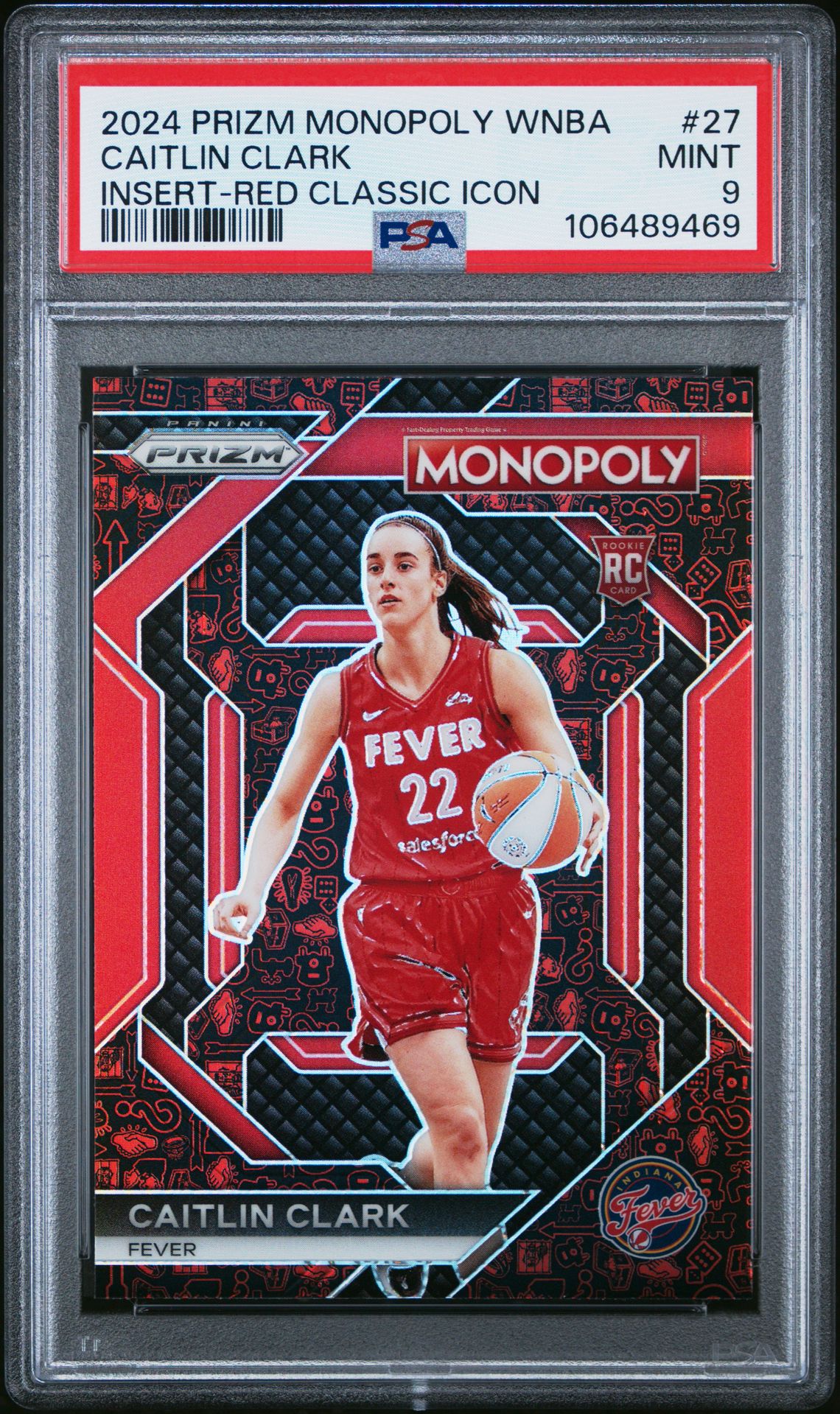 2024 Panini Prizm Monopoly Wnba Insert Caitlin Clark #27 (Insert-Red Classic Icon) Mint 9 front
