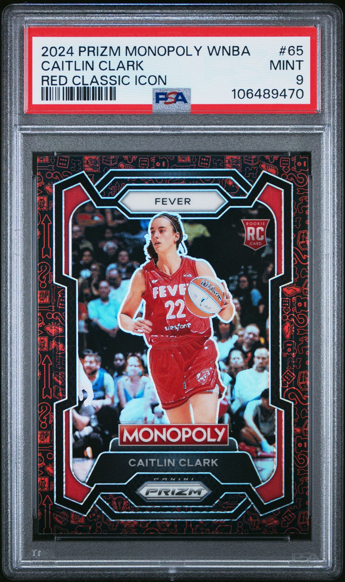 2024 Panini Prizm Monopoly Wnba Caitlin Clark #65 (Red Classic Icon) Mint 9 front