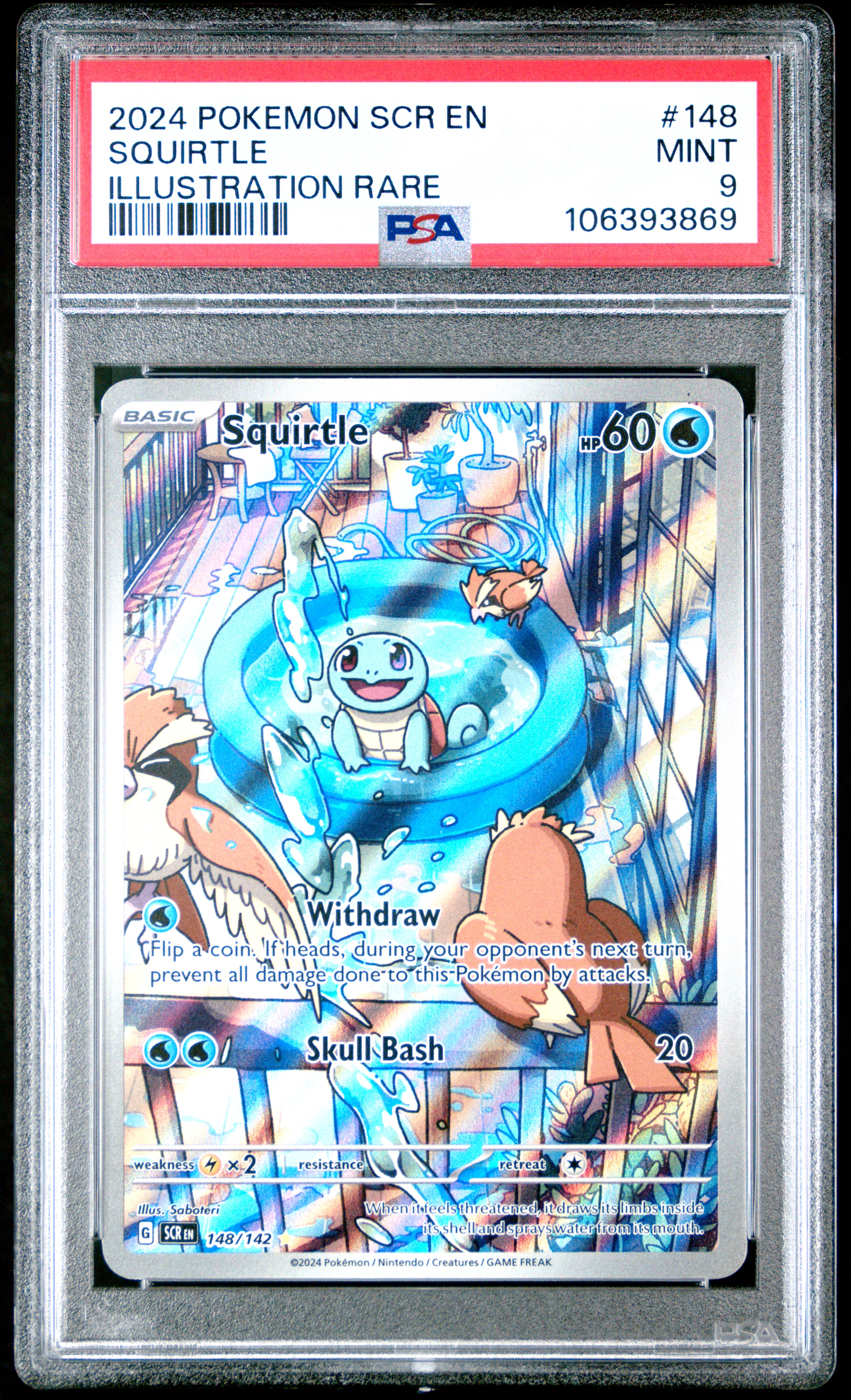 2024 Pokemon Scr En-Stellar Crown Squirtle #148 (Illustration Rare) Mint 9 front