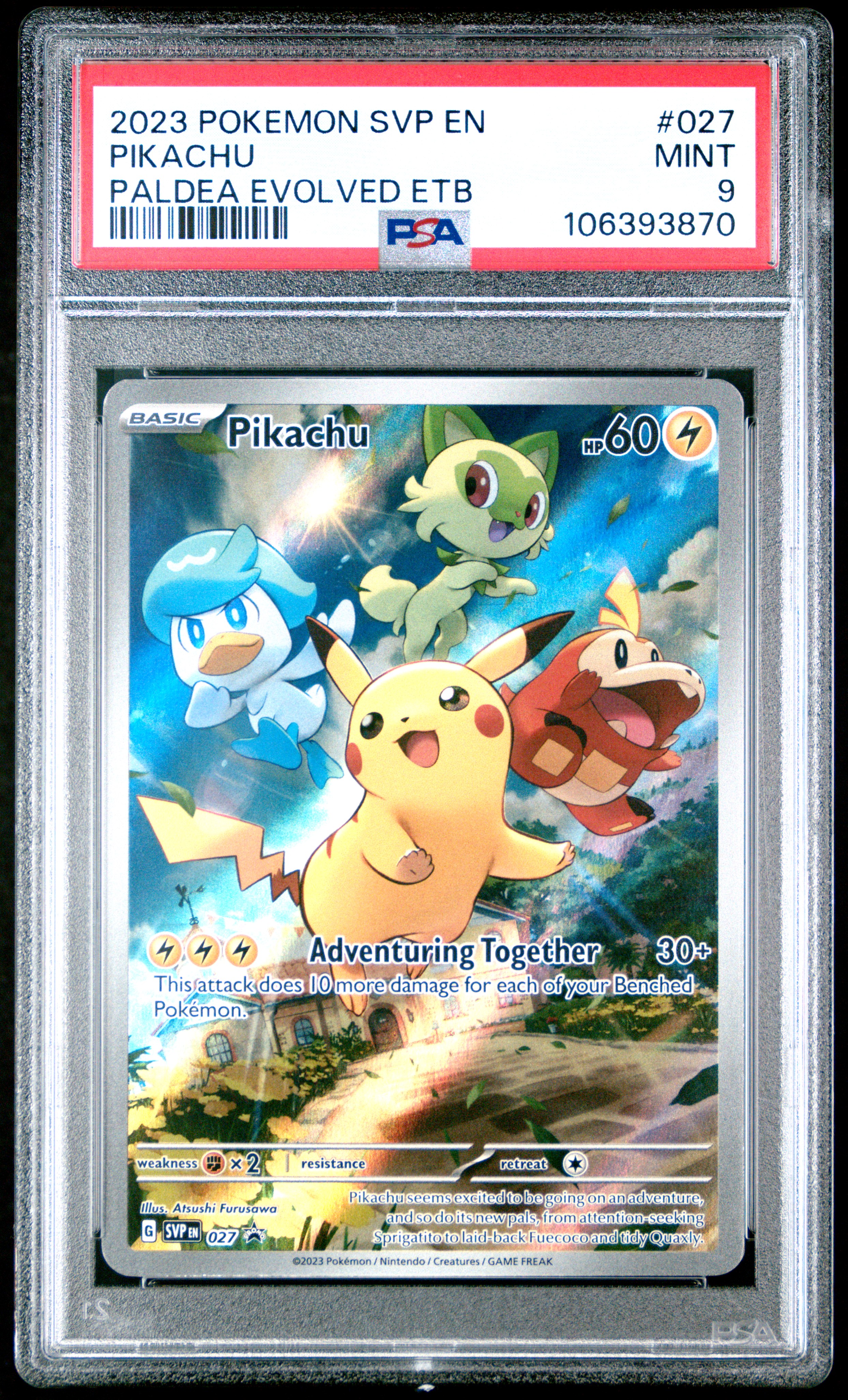 2023 Pokemon Svp En-Sv Black Star Promo Pikachu #027 (Paldea Evolved Etb) Mint 9 front
