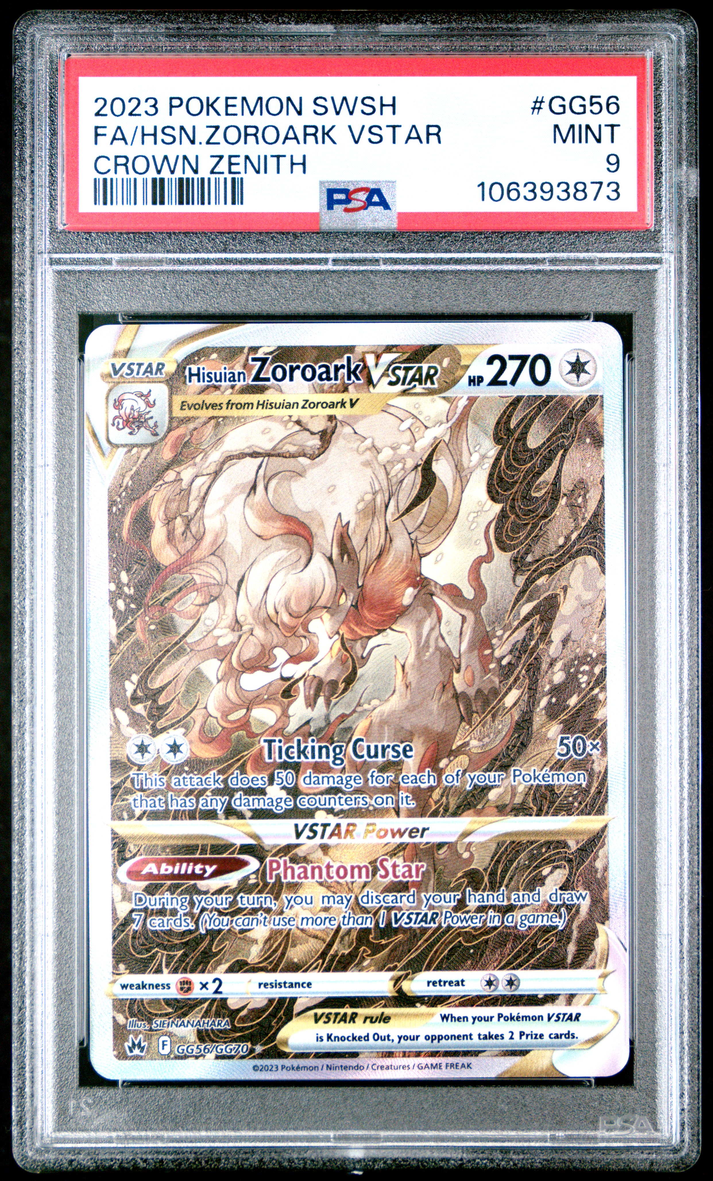 2023 Pokemon Sword And Shield Crown Zenith Fa/Hsn.zoroark Vstar #Gg56 (Crown Zenith) Mint 9 front