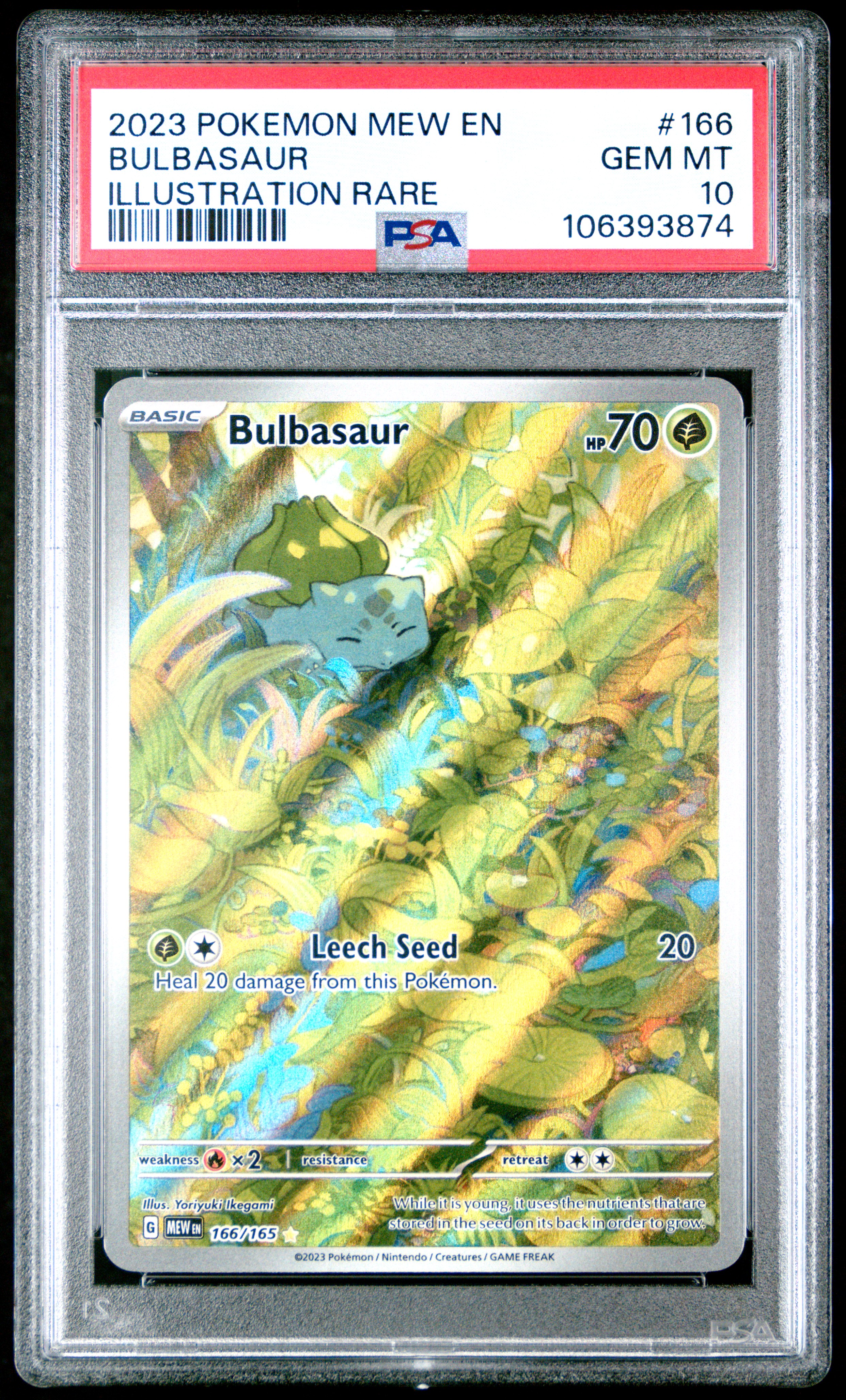 2023 Pokemon Mew En-151 Bulbasaur #166 (Illustration Rare) Gem Mt 10 front