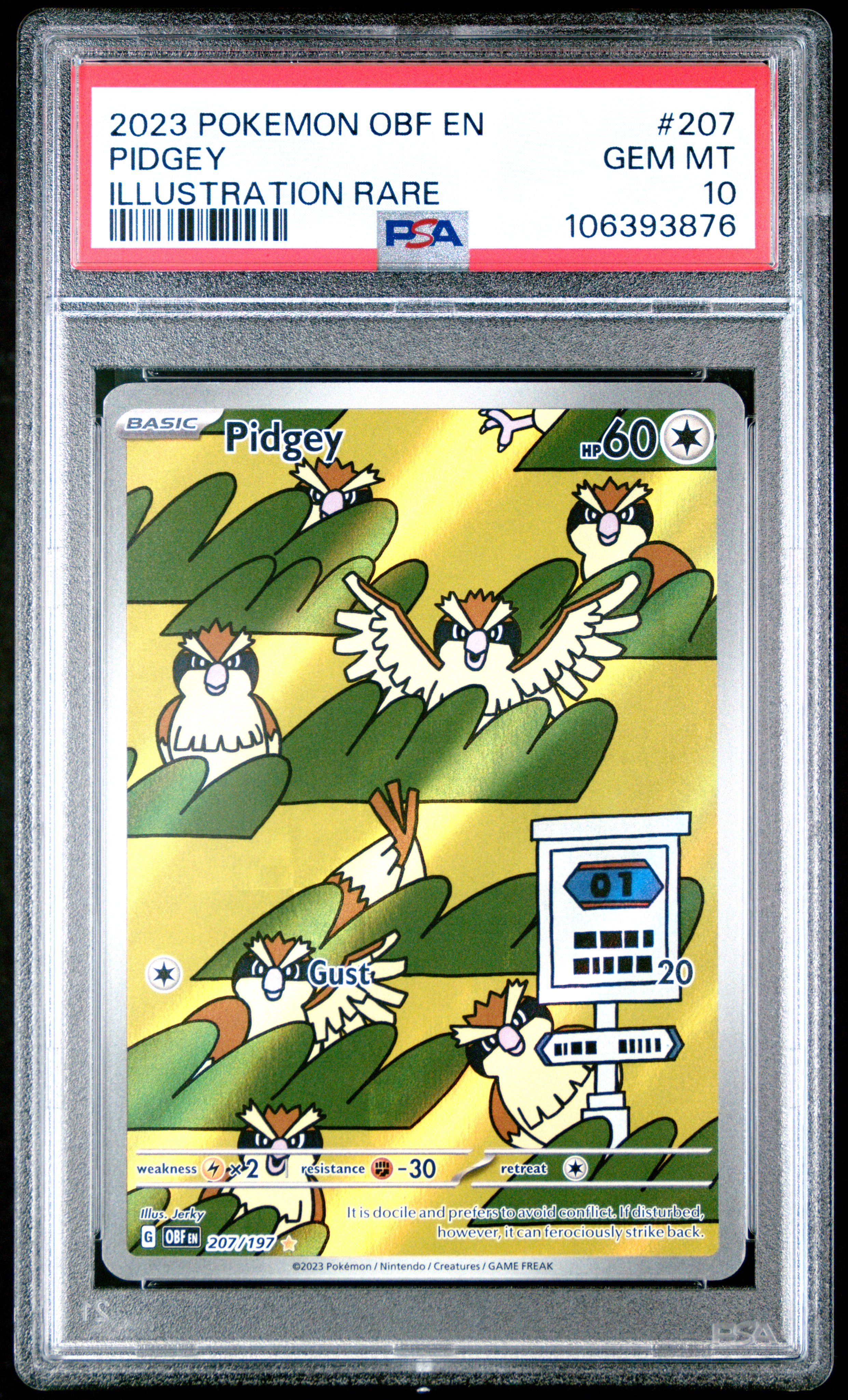 2023 Pokemon Obf En-Obsidian Flames Pidgey #207 (Illustration Rare) Gem Mt 10 front