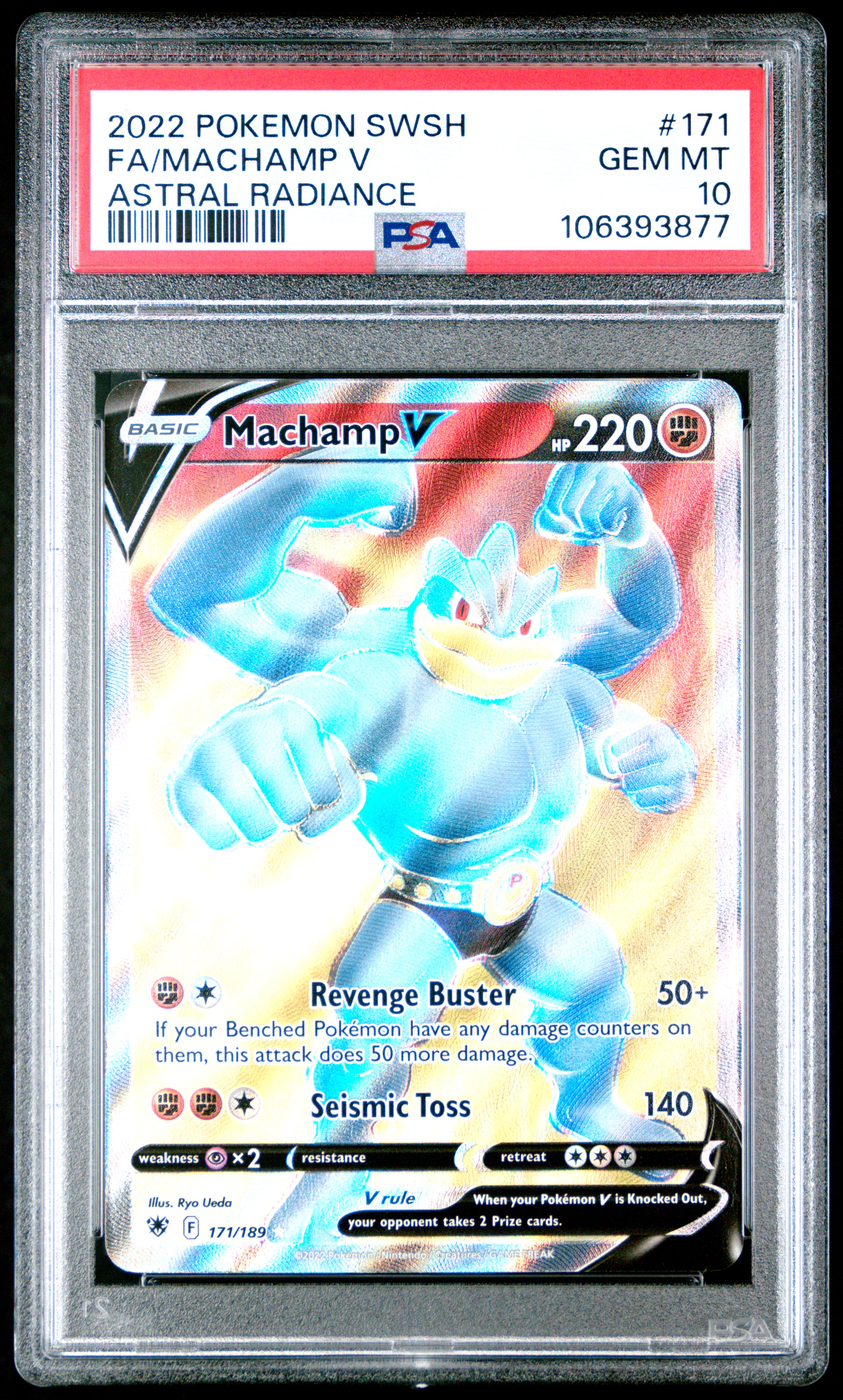 2022 Pokemon Sword & Shield Astral Radiance Fa/Machamp V #171 (Astral Radiance) Gem Mt 10 front