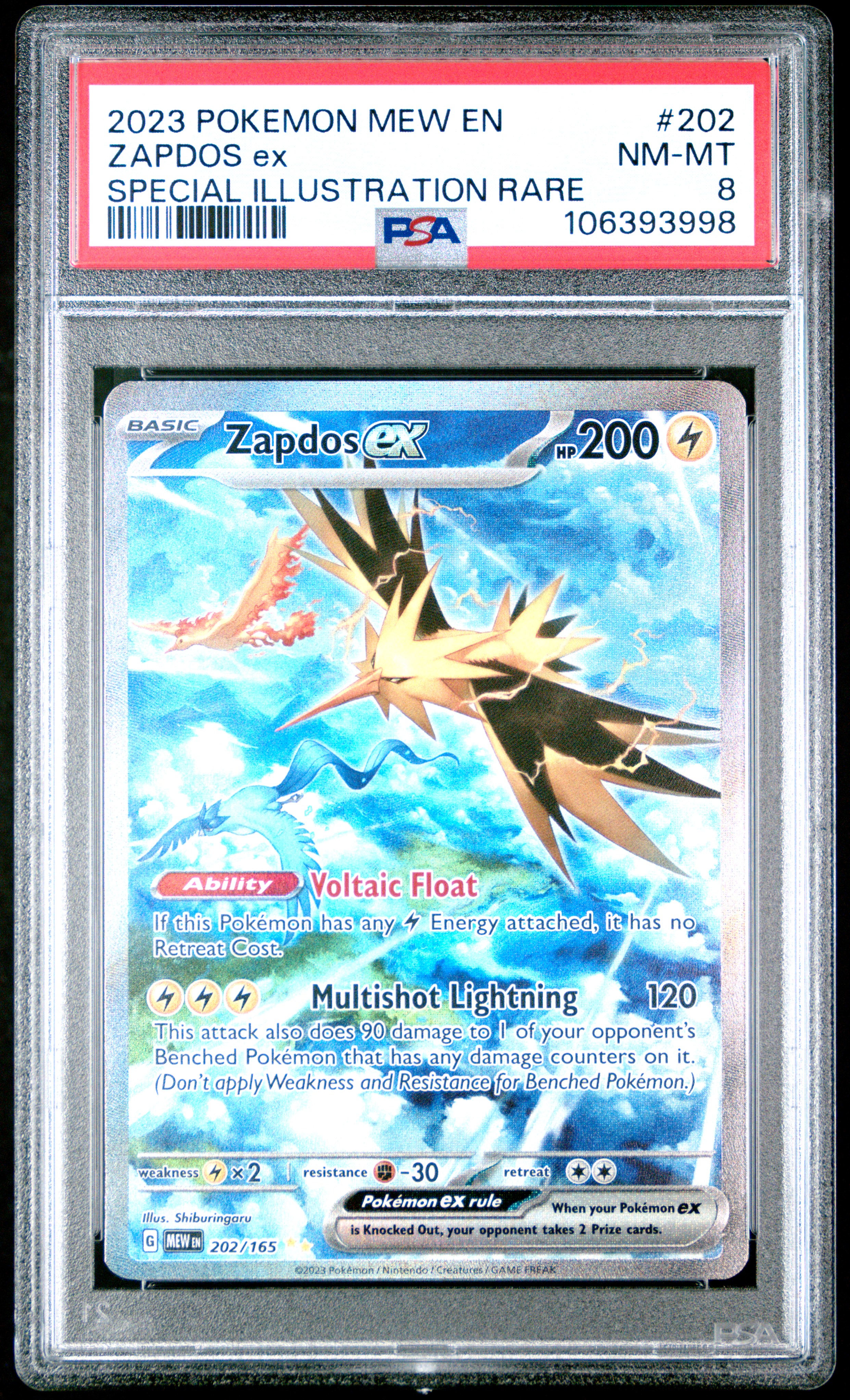 2023 Pokemon Mew En-151 Zapdos Ex #202 (Special Illustration Rare) Nm-Mt 8 front