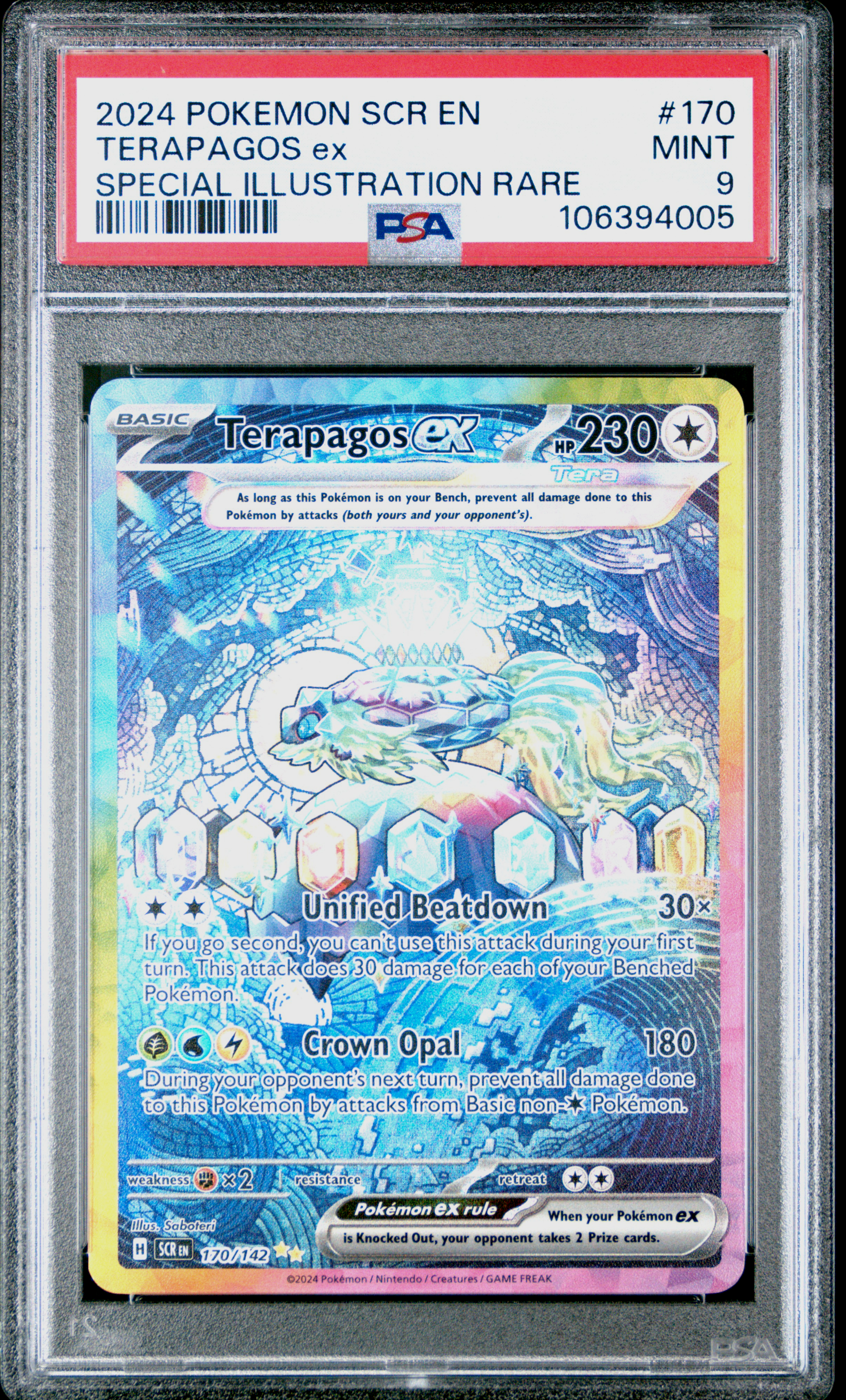 2024 Pokemon Scr En-Stellar Crown Terapagos Ex #170 (Special Illustration Rare) Mint 9 front