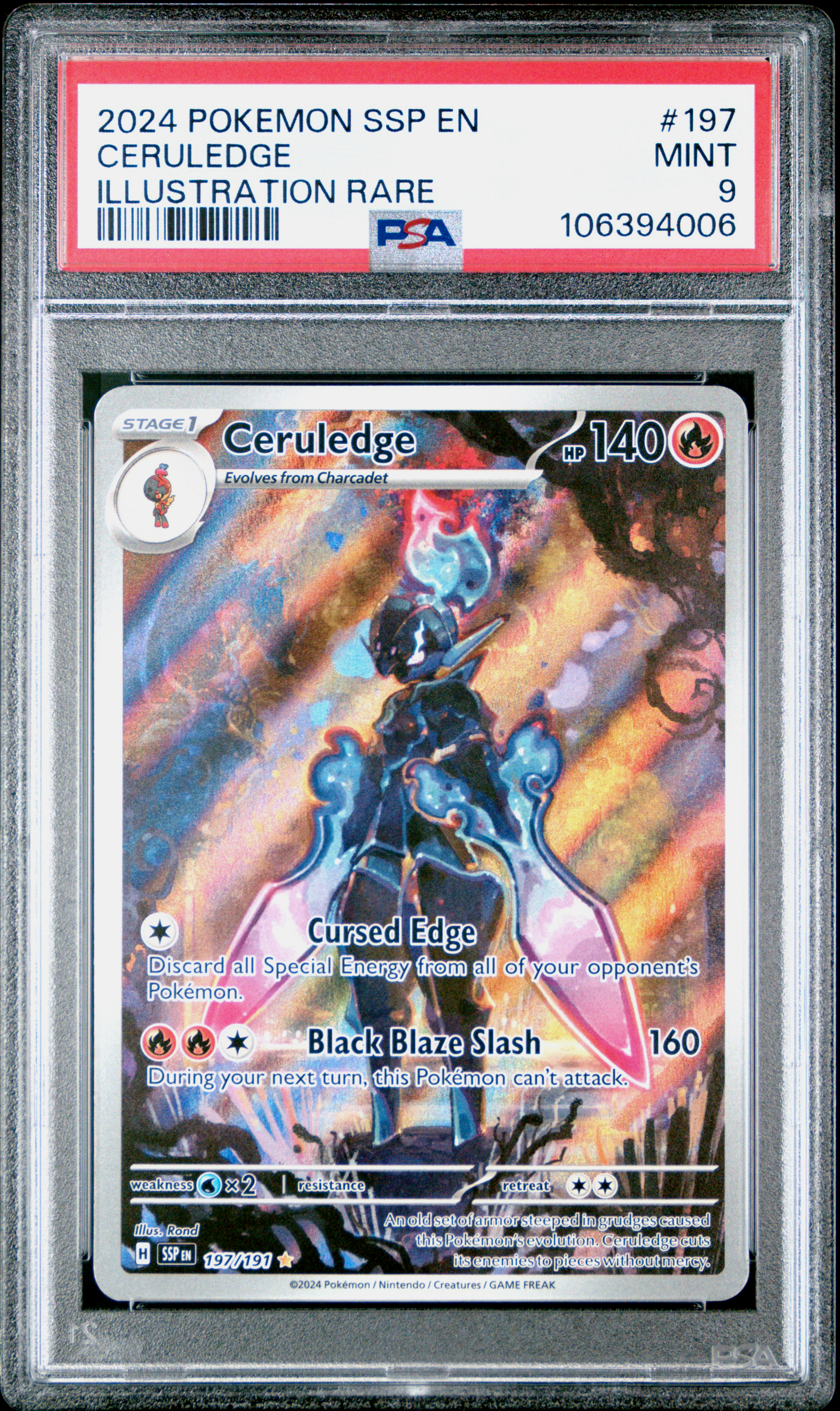 2024 Pokemon Ssp En-Surging Sparks Ceruledge #197 (Illustration Rare) Mint 9 front