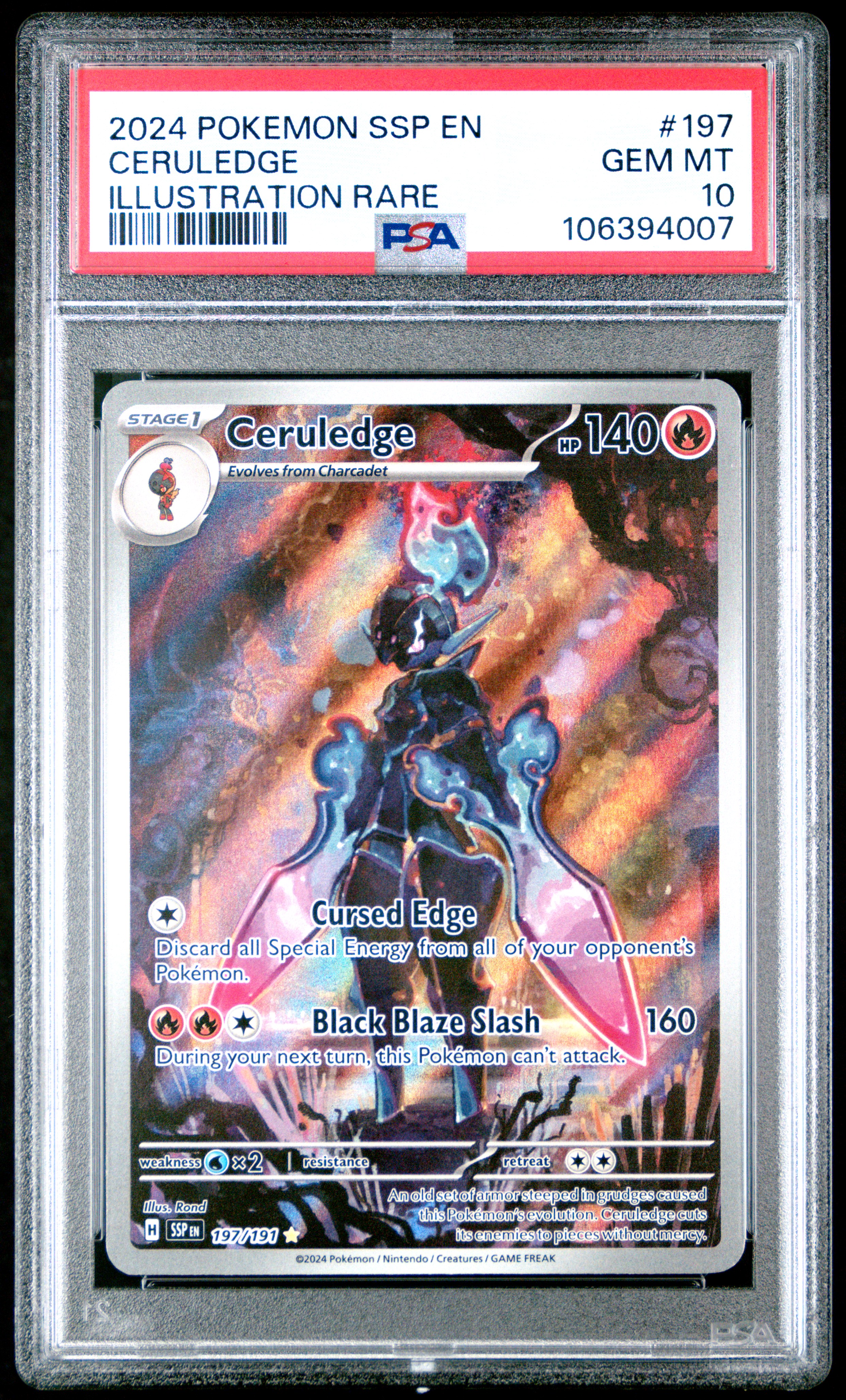 2024 Pokemon Ssp En-Surging Sparks Ceruledge #197 (Illustration Rare) Gem Mt 10 front
