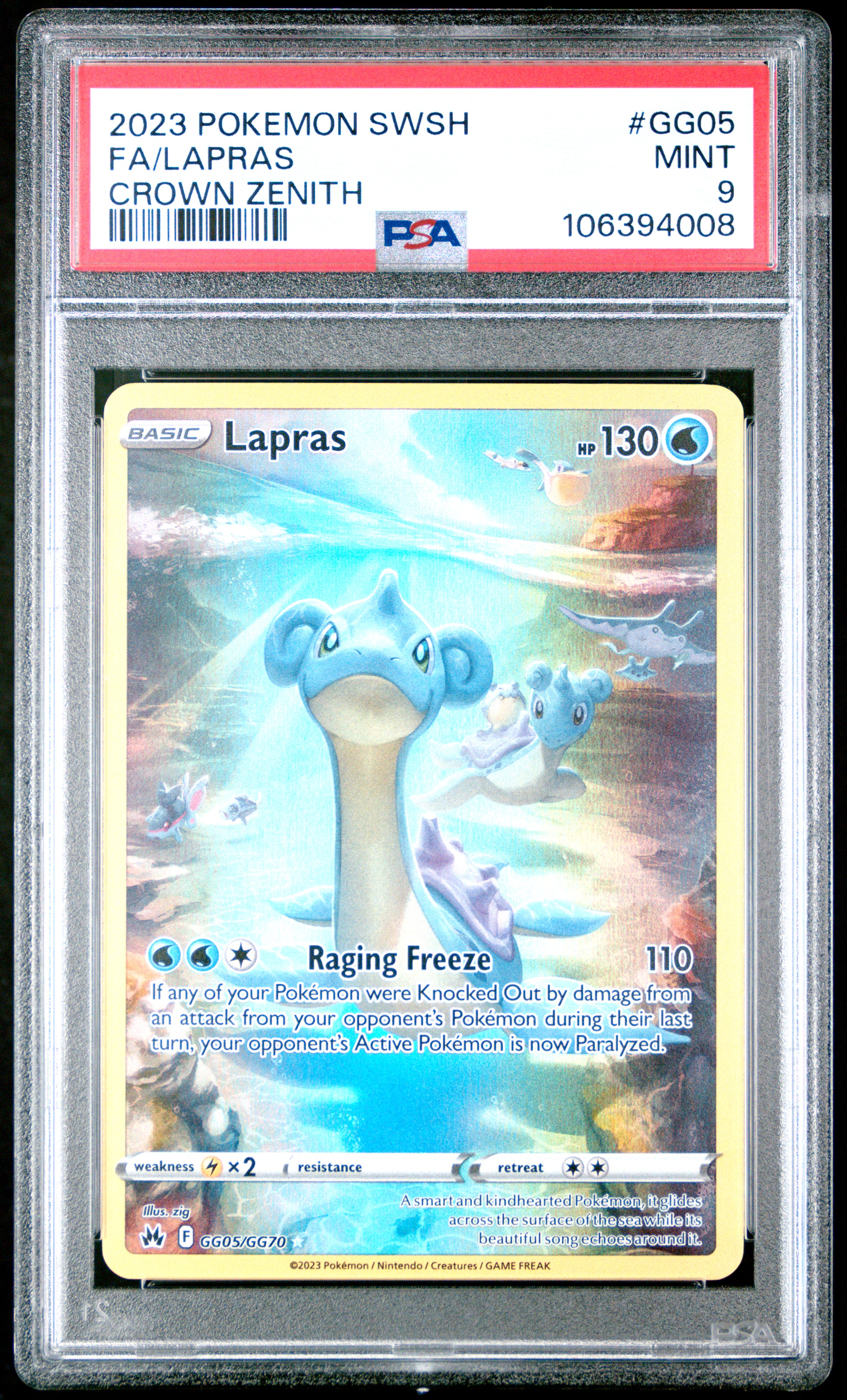 2023 Pokemon Sword And Shield Crown Zenith Fa/Lapras #Gg05 (Crown Zenith) Mint 9 front