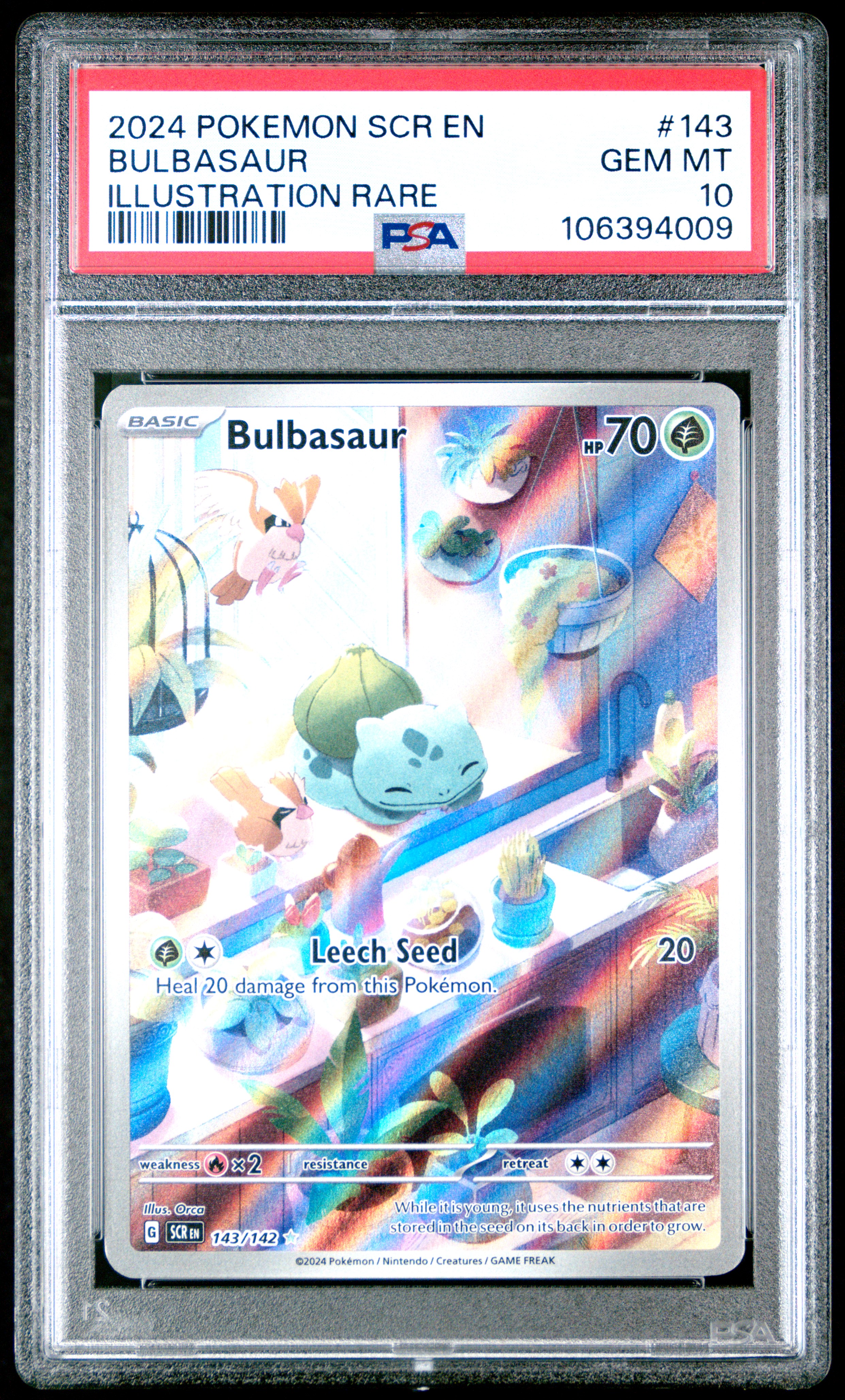 2024 Pokemon Scr En-Stellar Crown Bulbasaur #143 (Illustration Rare) Gem Mt 10 front