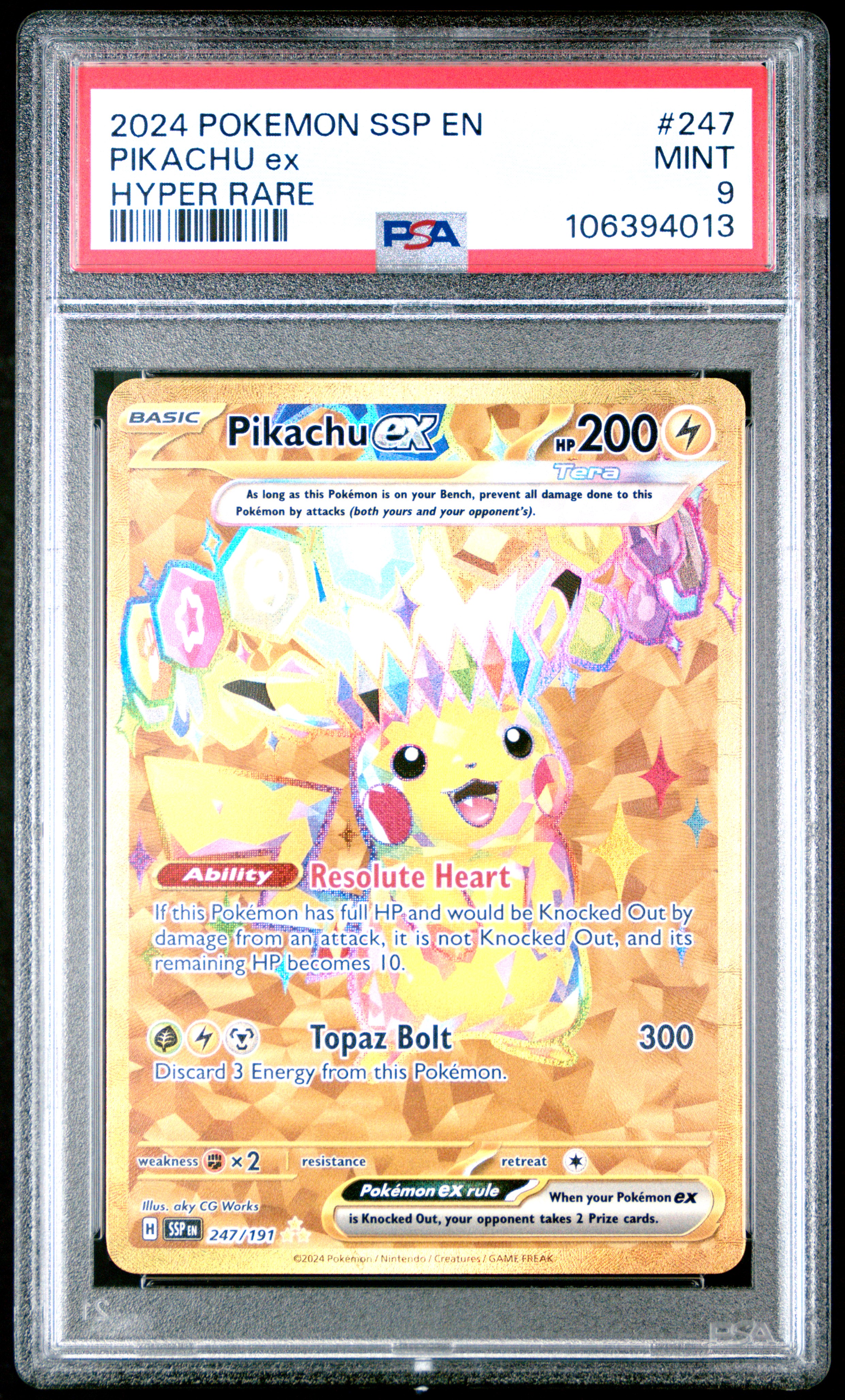 2024 Pokemon Ssp En-Surging Sparks Pikachu Ex #247 (Hyper Rare) Mint 9 front