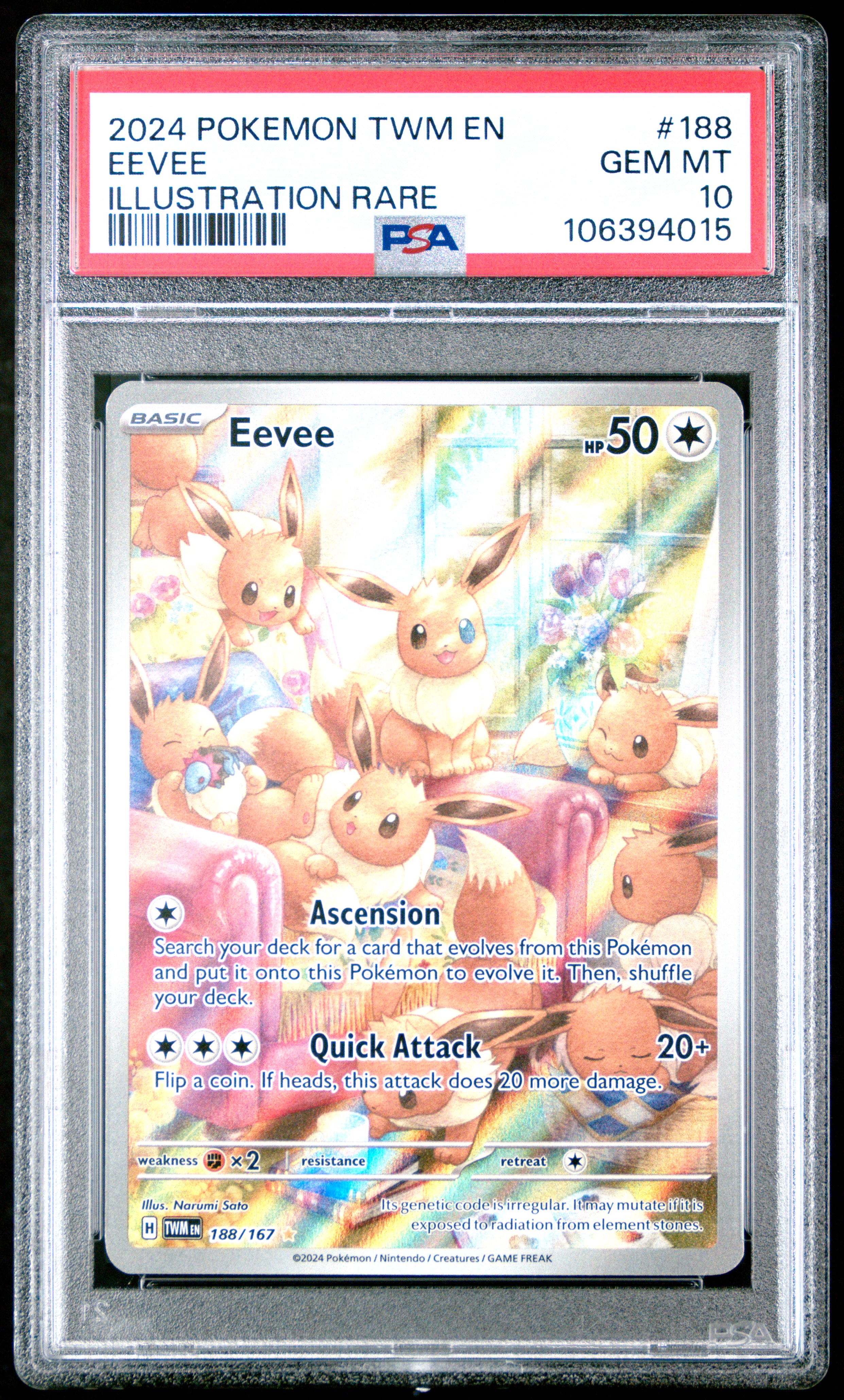 2024 Pokemon Twm En-Twilight Masquerade Eevee #188 (Illustration Rare) Gem Mt 10 front