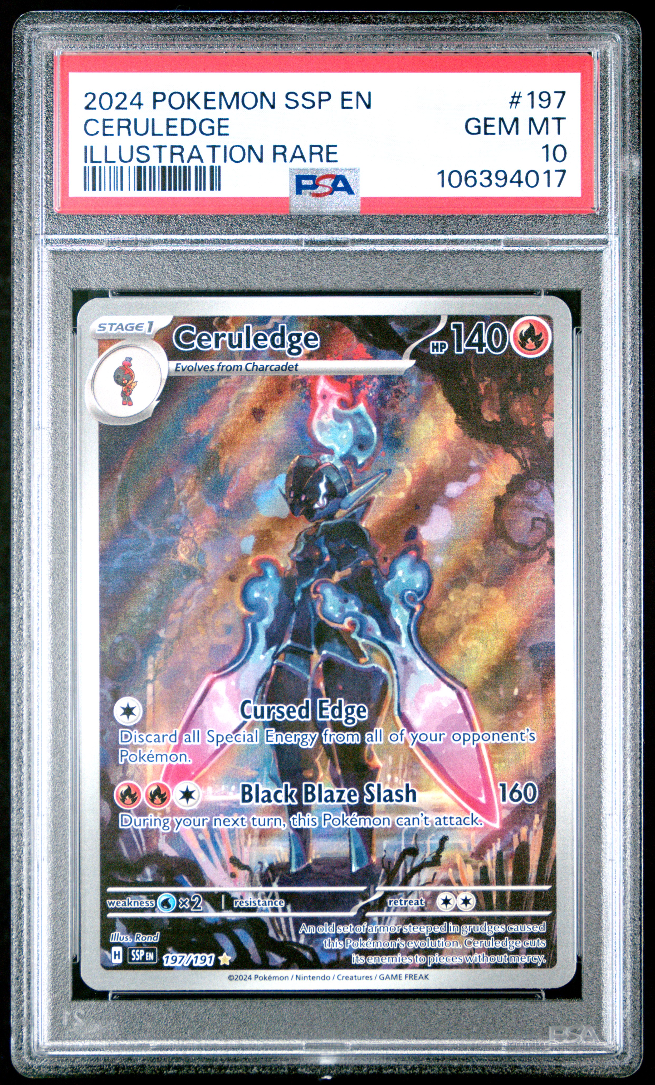 2024 Pokemon Ssp En-Surging Sparks Ceruledge #197 (Illustration Rare) Gem Mt 10 front