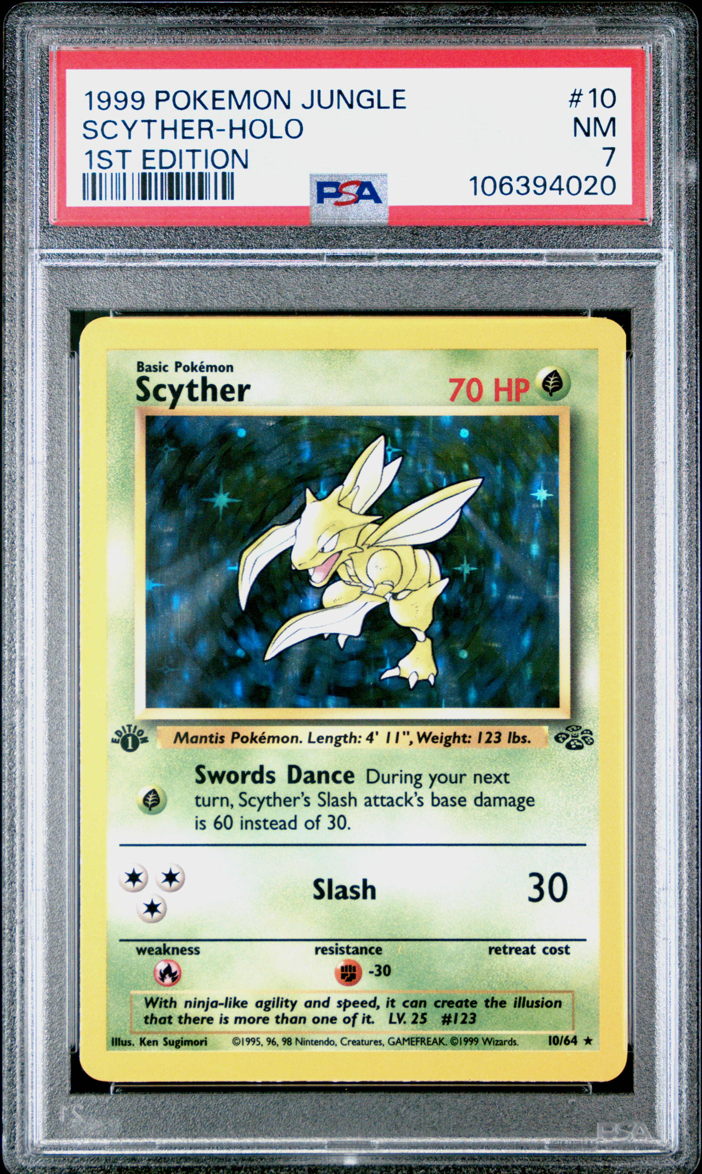 1999 Pokemon Jungle Scyther-Holo #10 (1St Edition) Nm 7 front